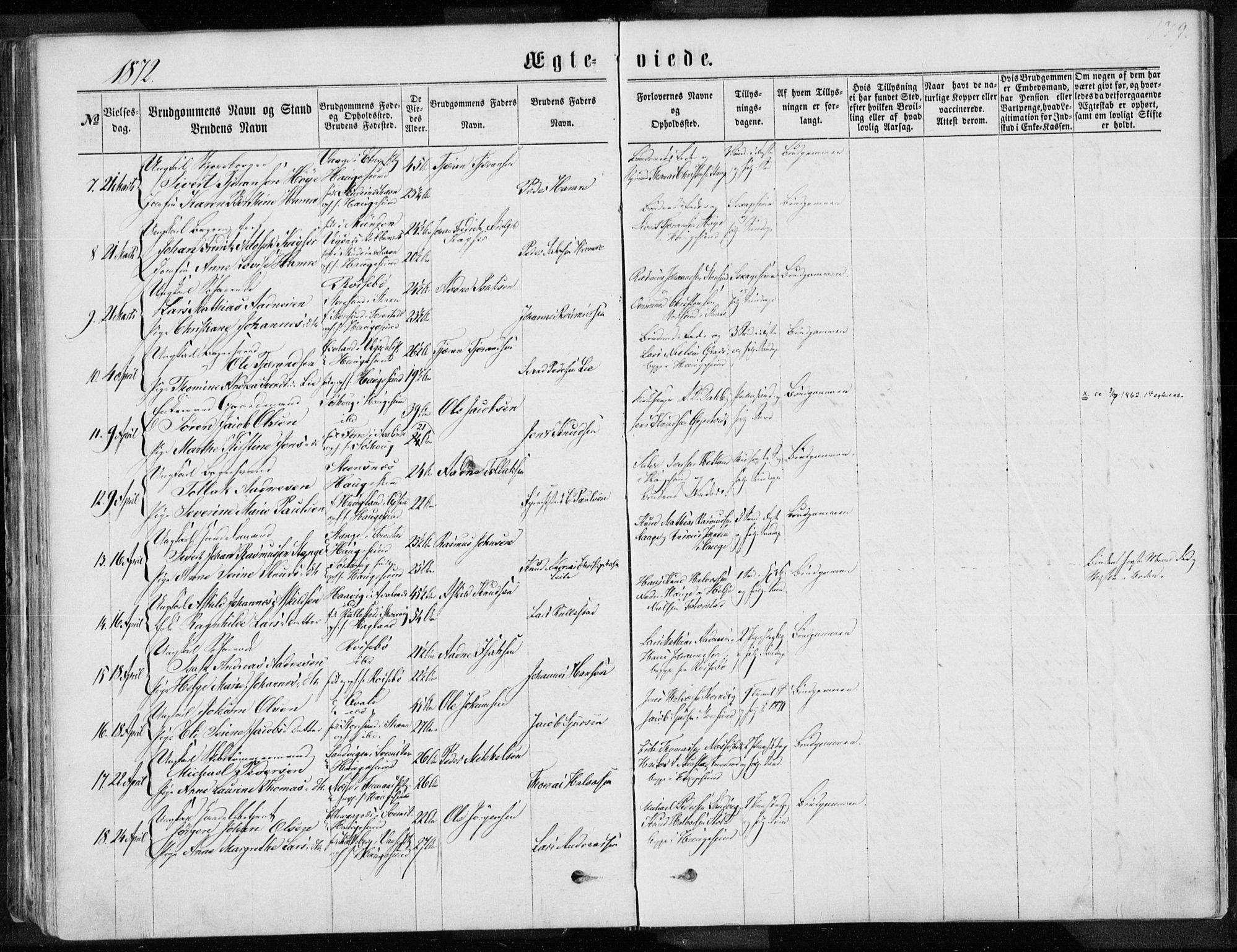 Torvastad sokneprestkontor, SAST/A -101857/H/Ha/Haa/L0012: Parish register (official) no. A 12.1, 1867-1877, p. 179