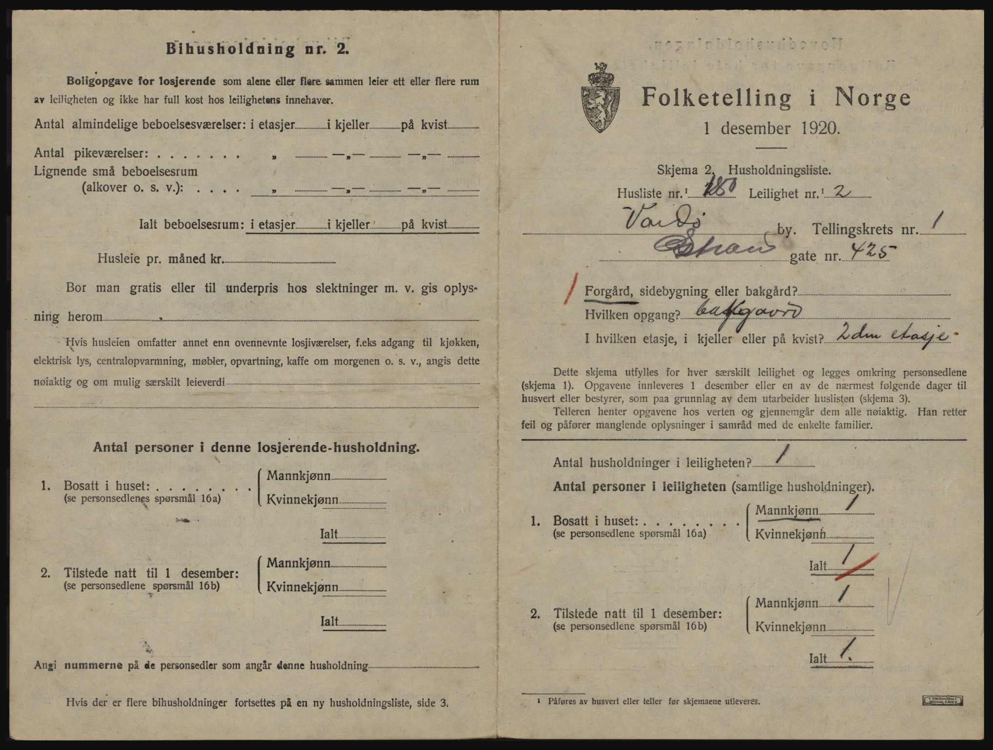 SATØ, 1920 census for Vardø, 1920, p. 1635