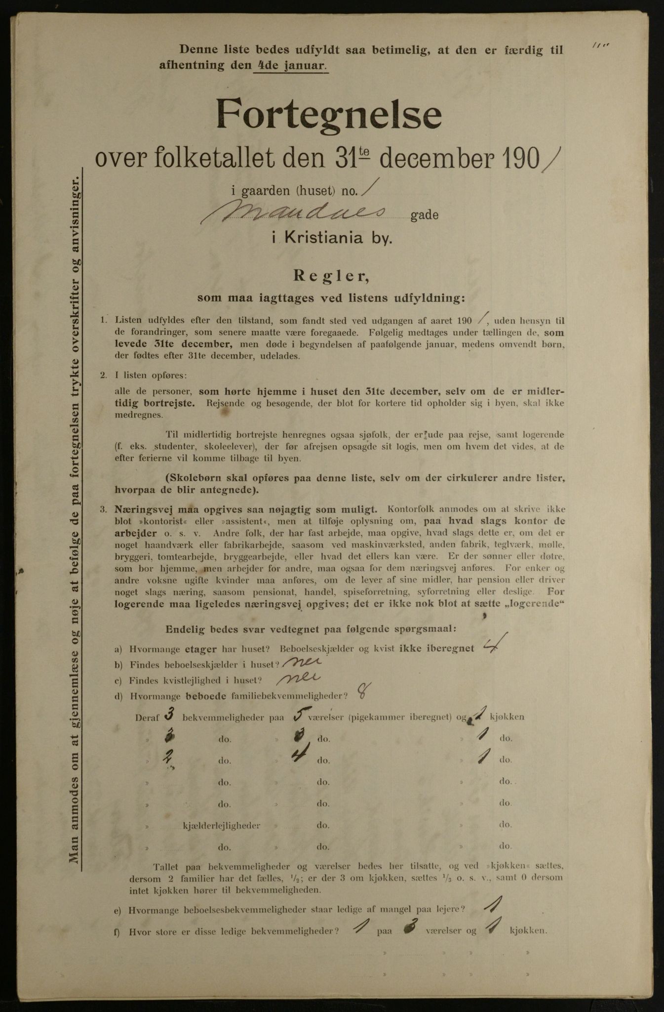 OBA, Municipal Census 1901 for Kristiania, 1901, p. 9264