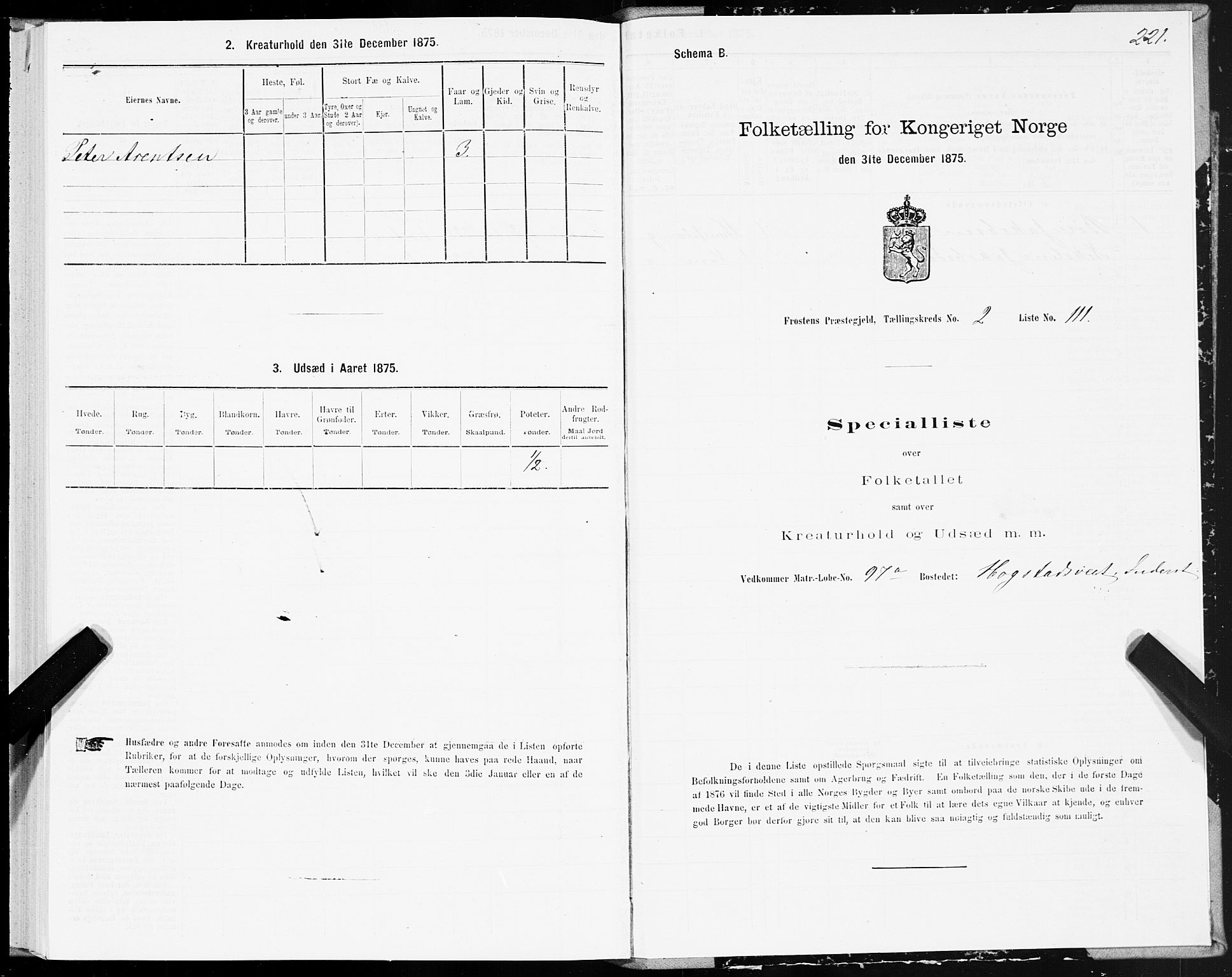 SAT, 1875 census for 1717P Frosta, 1875, p. 2221