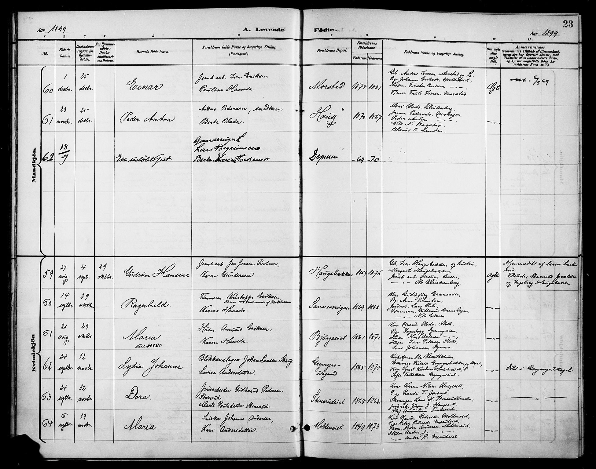 Gran prestekontor, AV/SAH-PREST-112/H/Ha/Haa/L0019: Parish register (official) no. 19, 1898-1907, p. 23