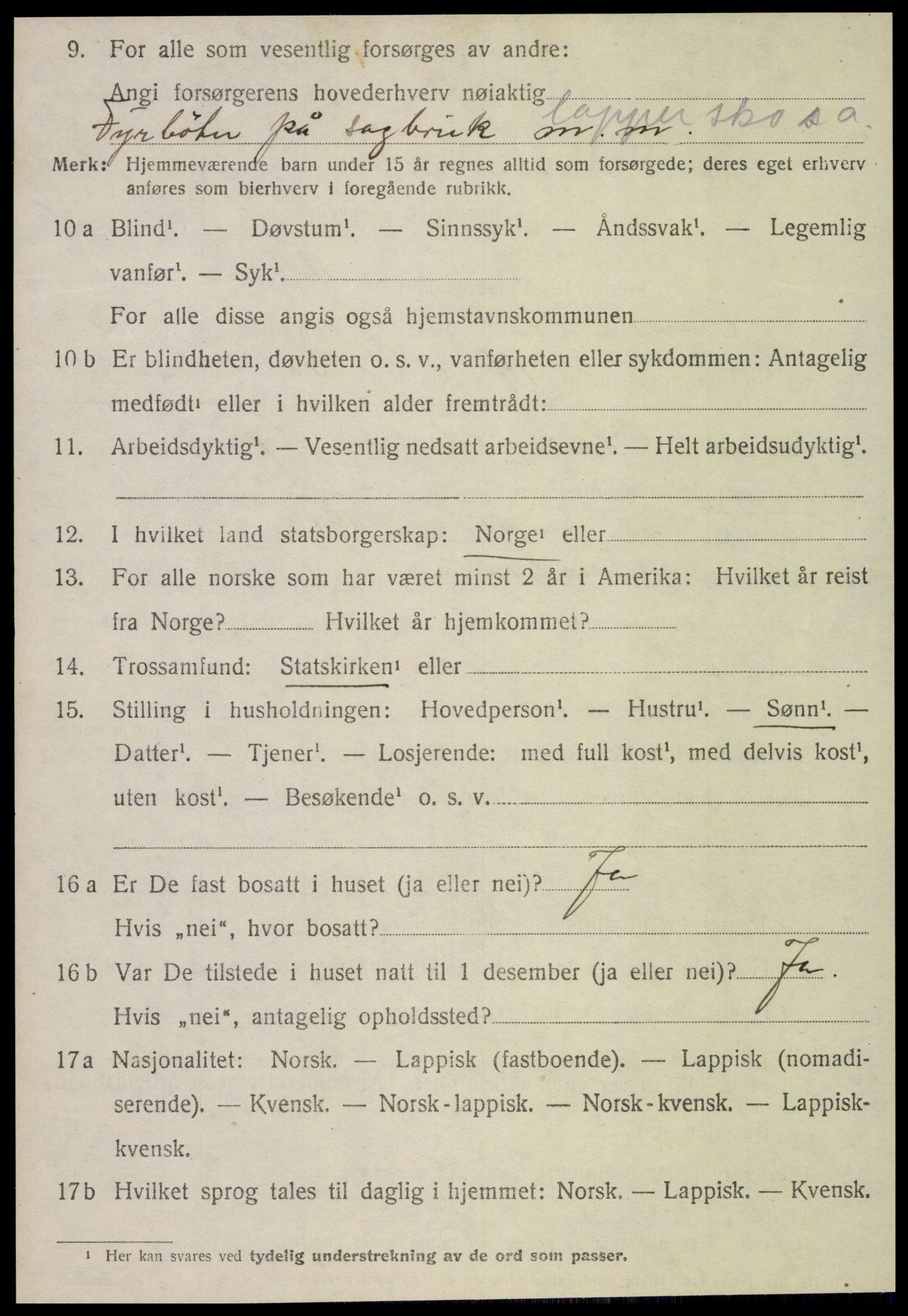 SAT, 1920 census for Overhalla, 1920, p. 2247