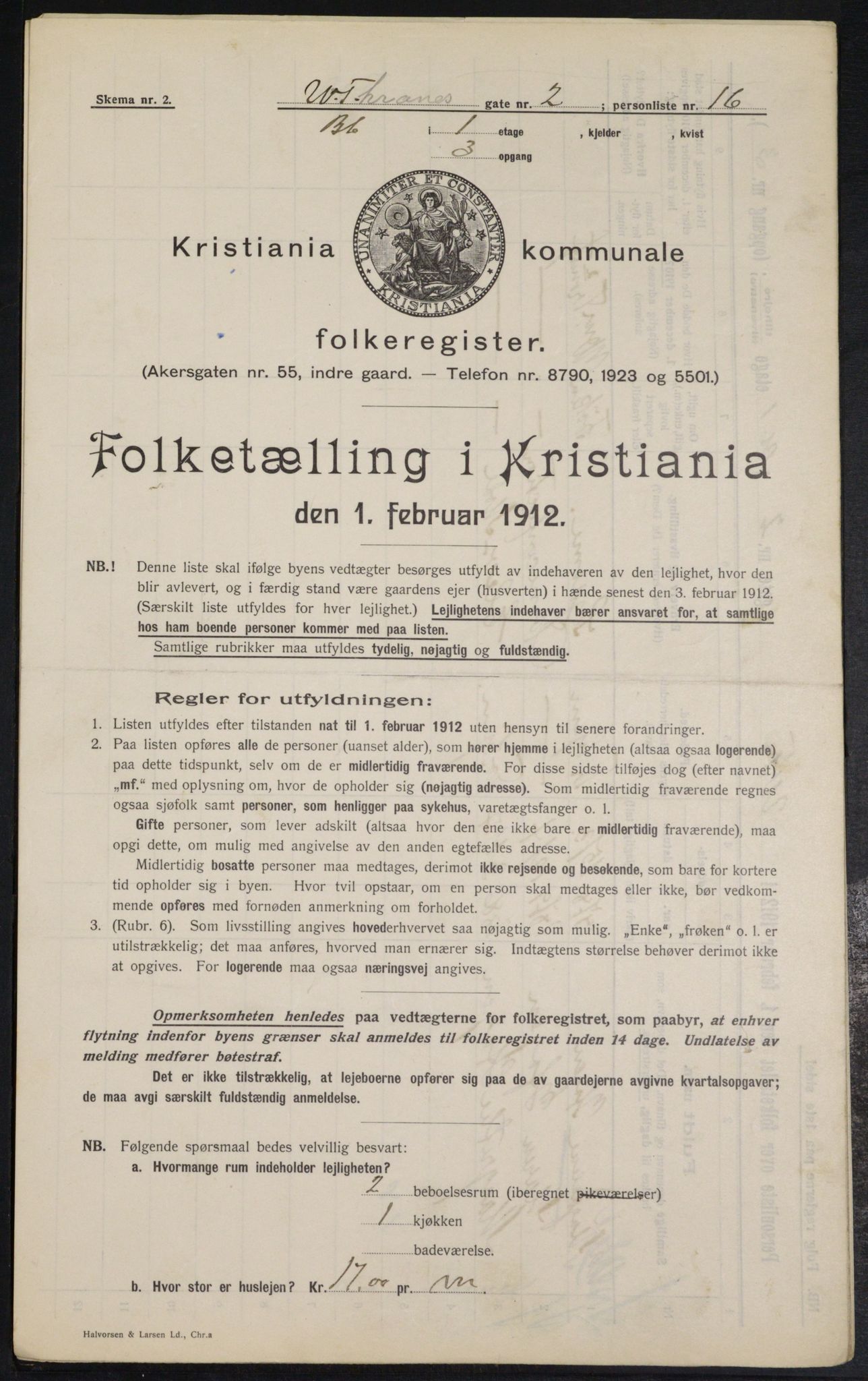OBA, Municipal Census 1912 for Kristiania, 1912, p. 126234