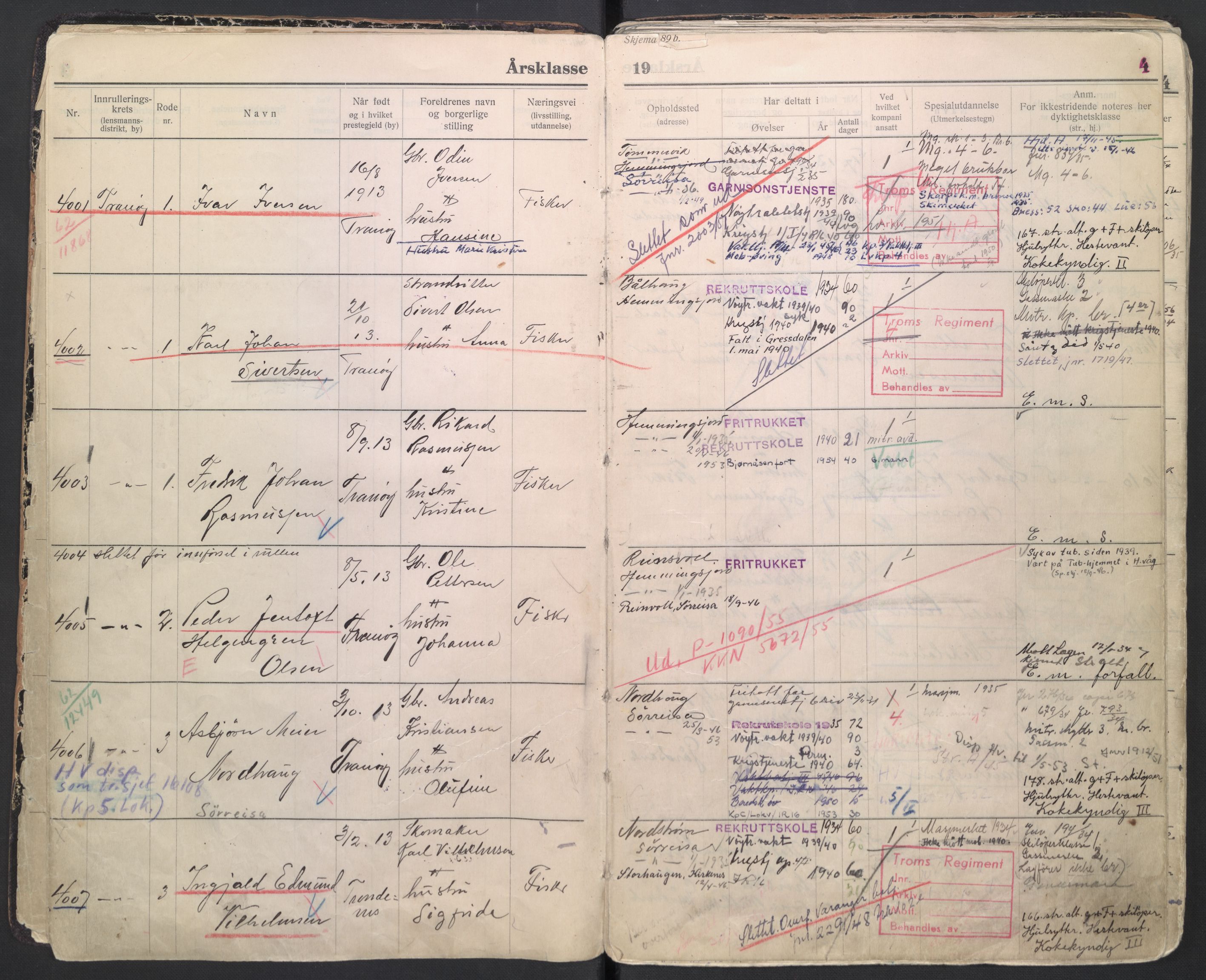 Forsvaret, Troms infanteriregiment nr. 16, AV/RA-RAFA-3146/P/Pa/L0006/0007: Ruller / Rulle for regimentets menige mannskaper, årsklasse 1934, 1934, p. 4