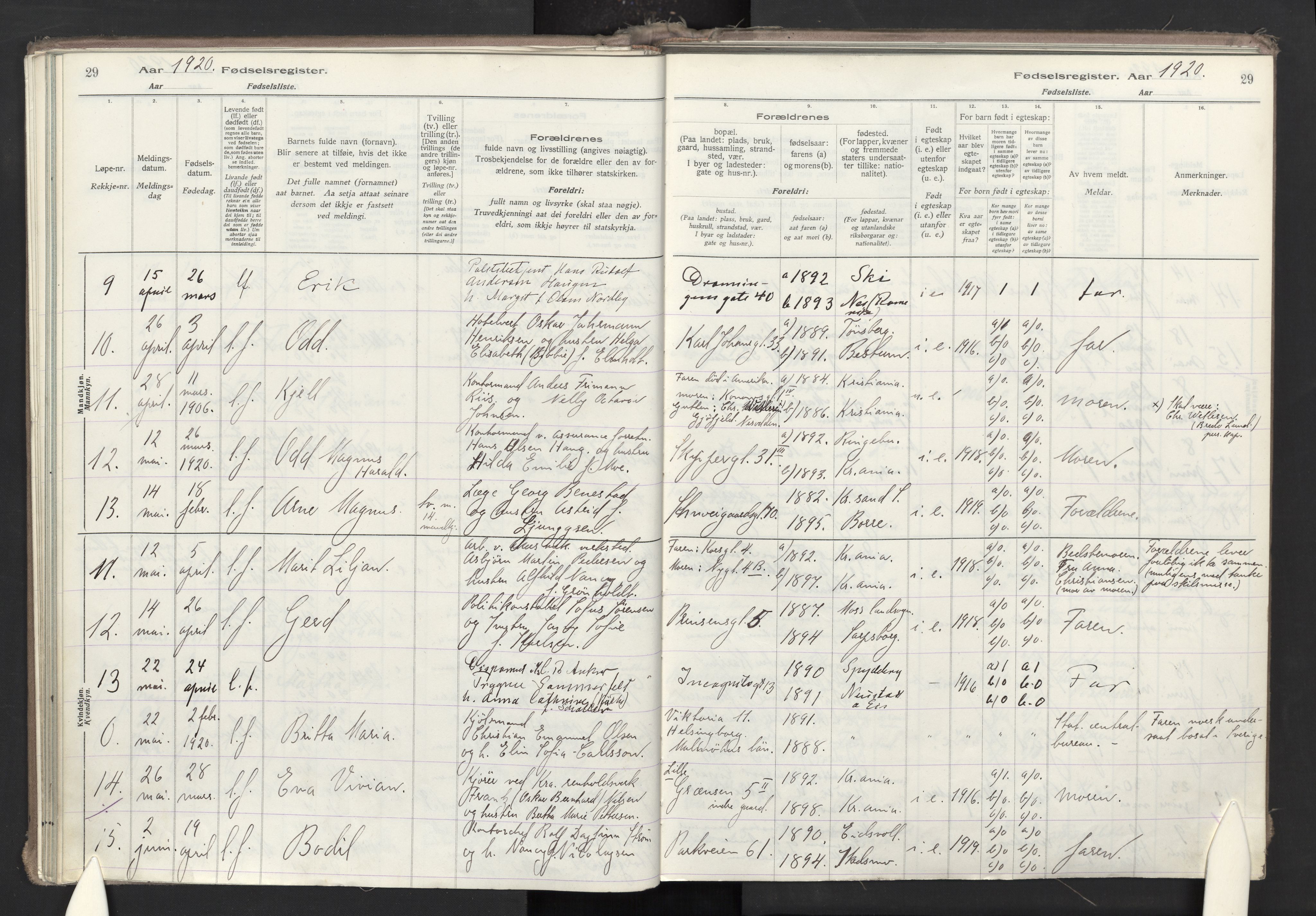 Oslo domkirke Kirkebøker, AV/SAO-A-10752/J/Ja/L0001: Birth register no. 1, 1916-1941, p. 29