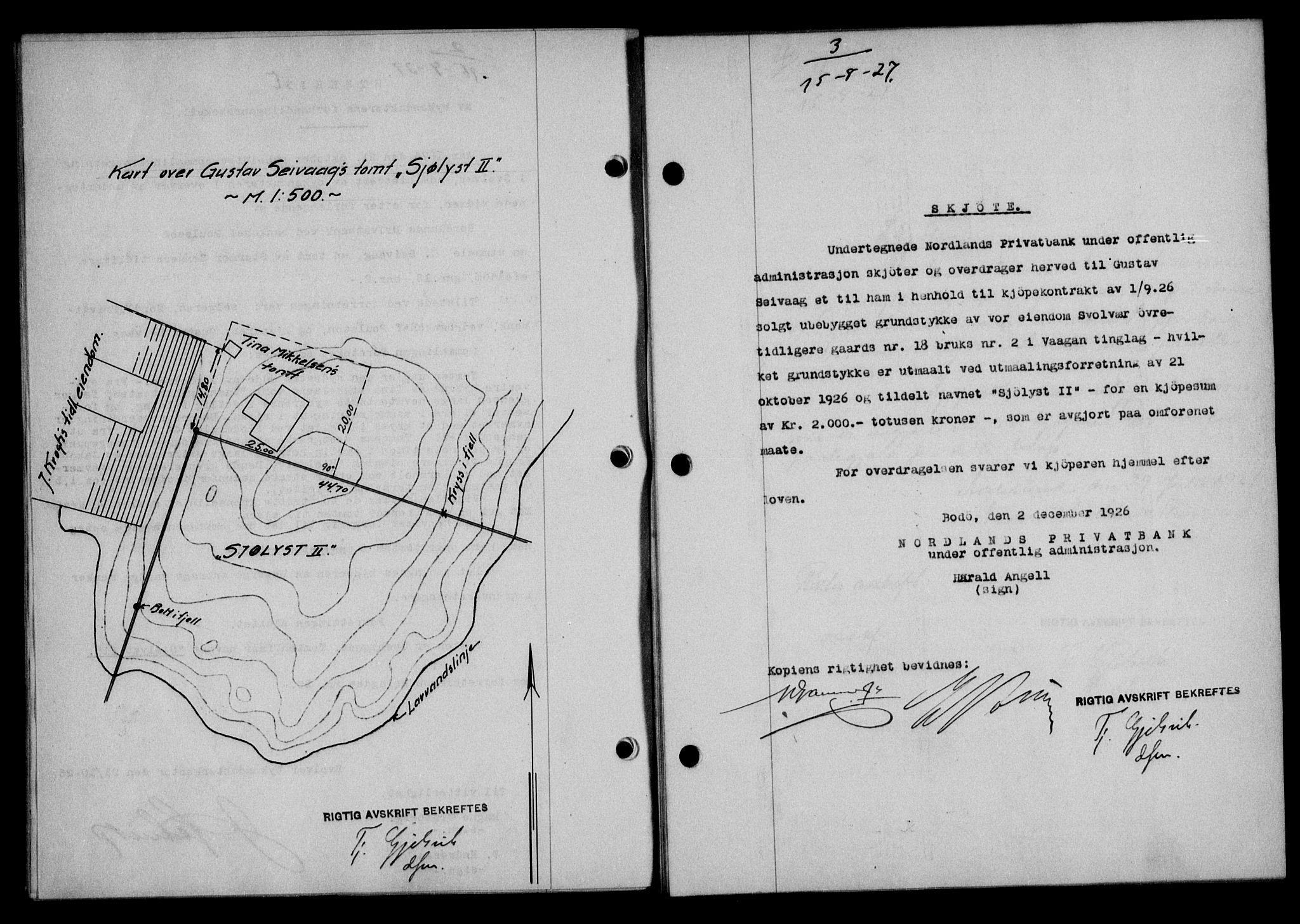 Lofoten sorenskriveri, SAT/A-0017/1/2/2C/L0016b: Mortgage book no. 16b, 1927-1927, Deed date: 15.08.1927