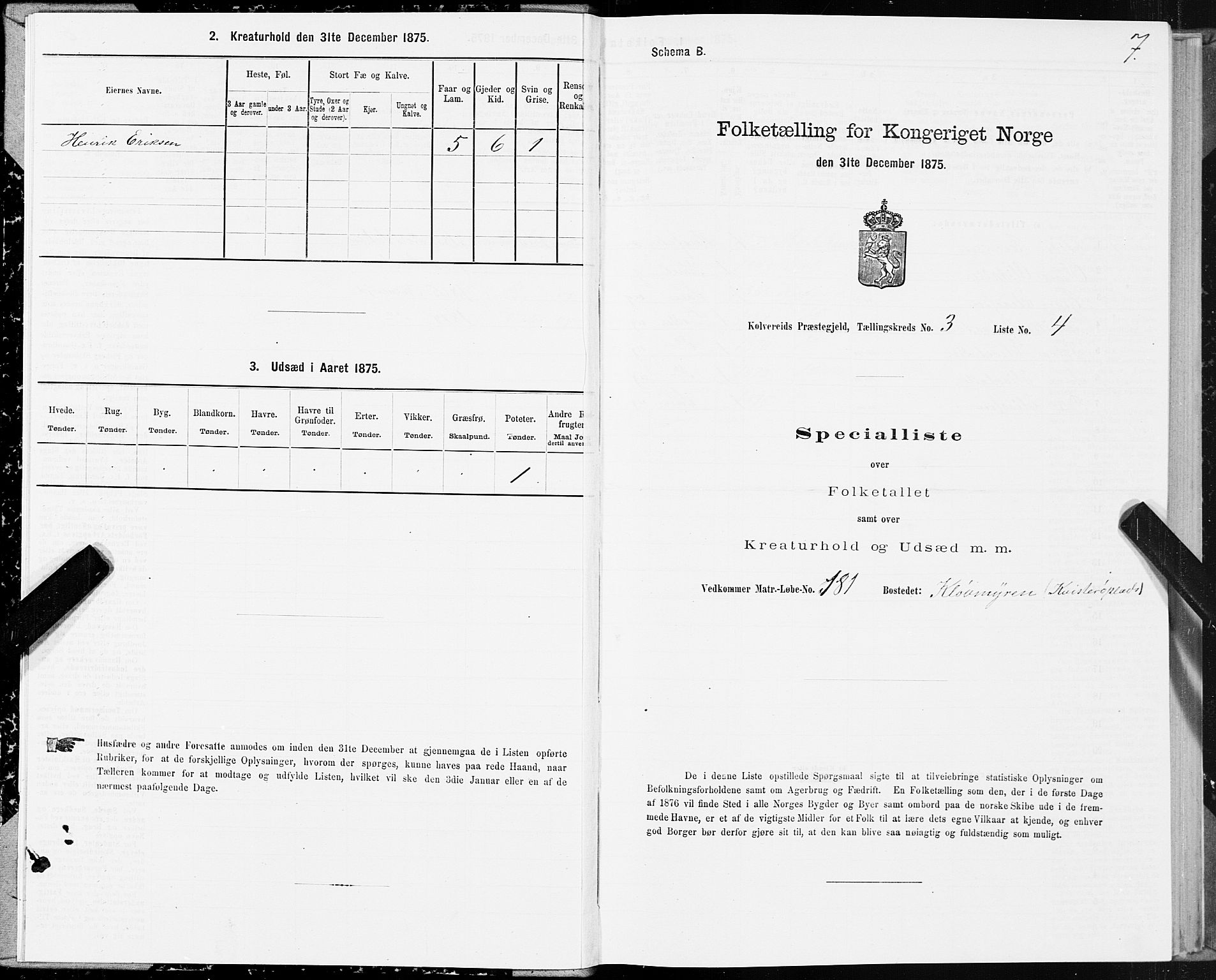 SAT, 1875 census for 1752P Kolvereid, 1875, p. 2007