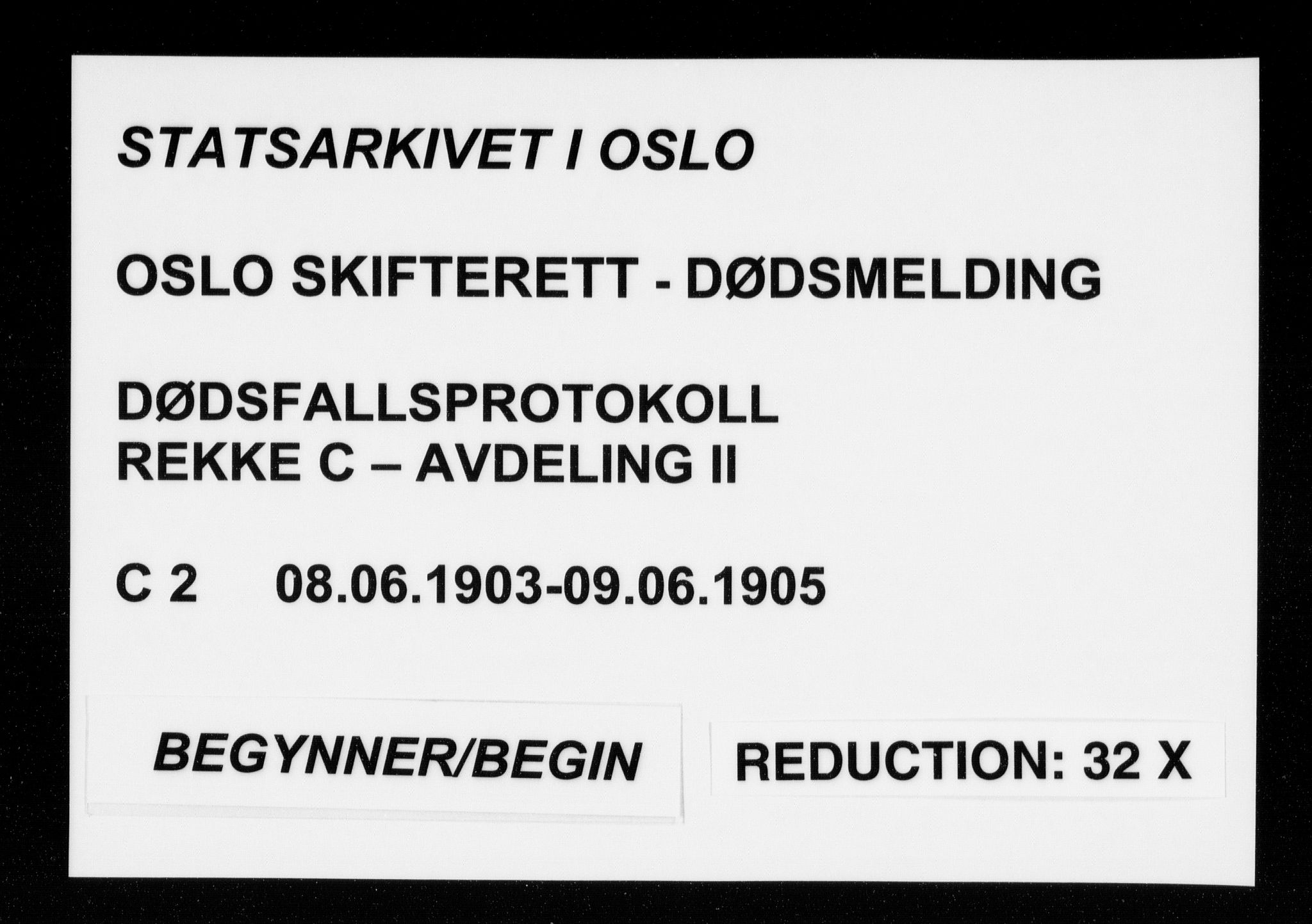 Oslo skifterett, AV/SAO-A-10383/G/Ga/Gac/L0002: Dødsfallsprotokoll, 1903-1905