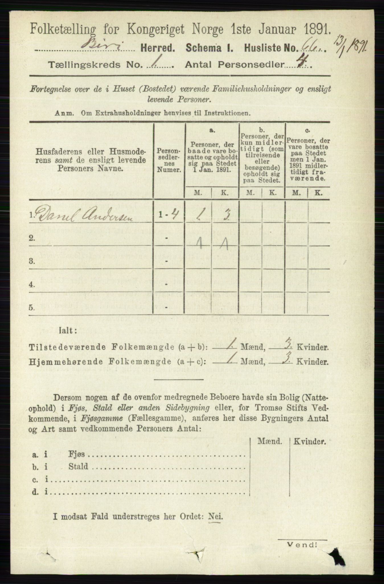 RA, 1891 census for 0525 Biri, 1891, p. 104