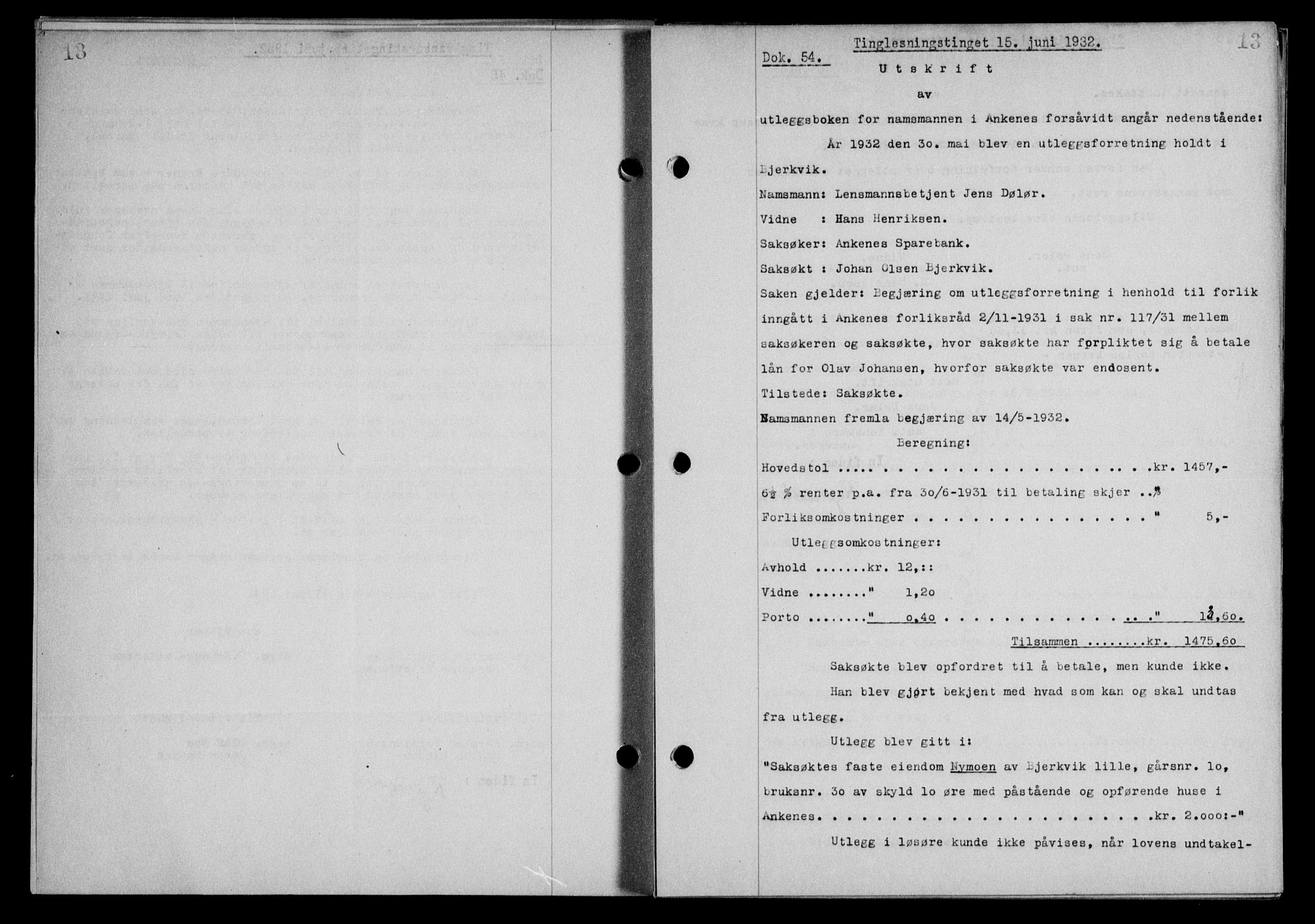 Steigen og Ofoten sorenskriveri, SAT/A-0030/1/2/2C/L0020/0002: Mortgage book no. 23 og 25-I, 1932-1932, Deed date: 15.06.1932