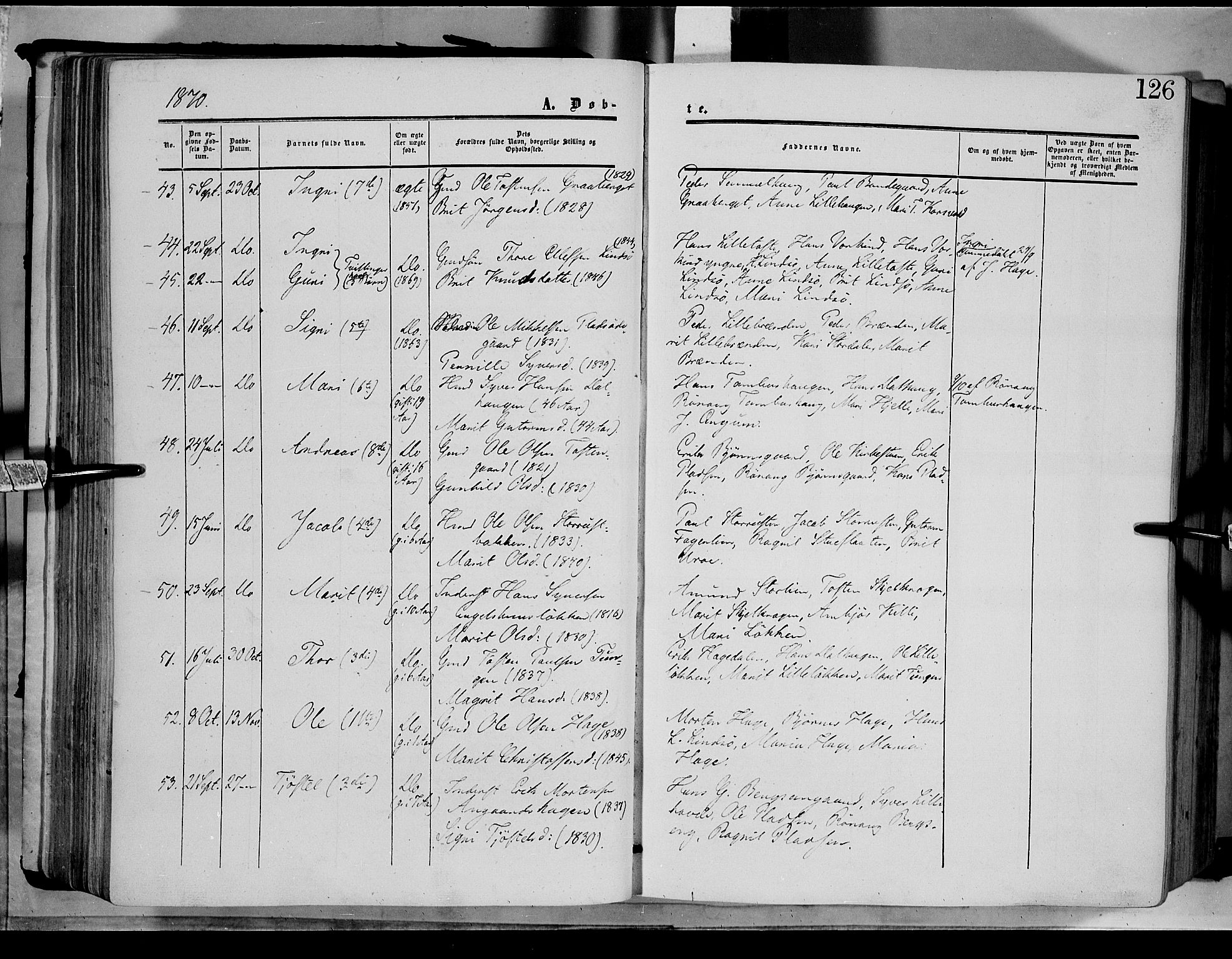 Dovre prestekontor, SAH/PREST-066/H/Ha/Haa/L0001: Parish register (official) no. 1, 1854-1878, p. 126