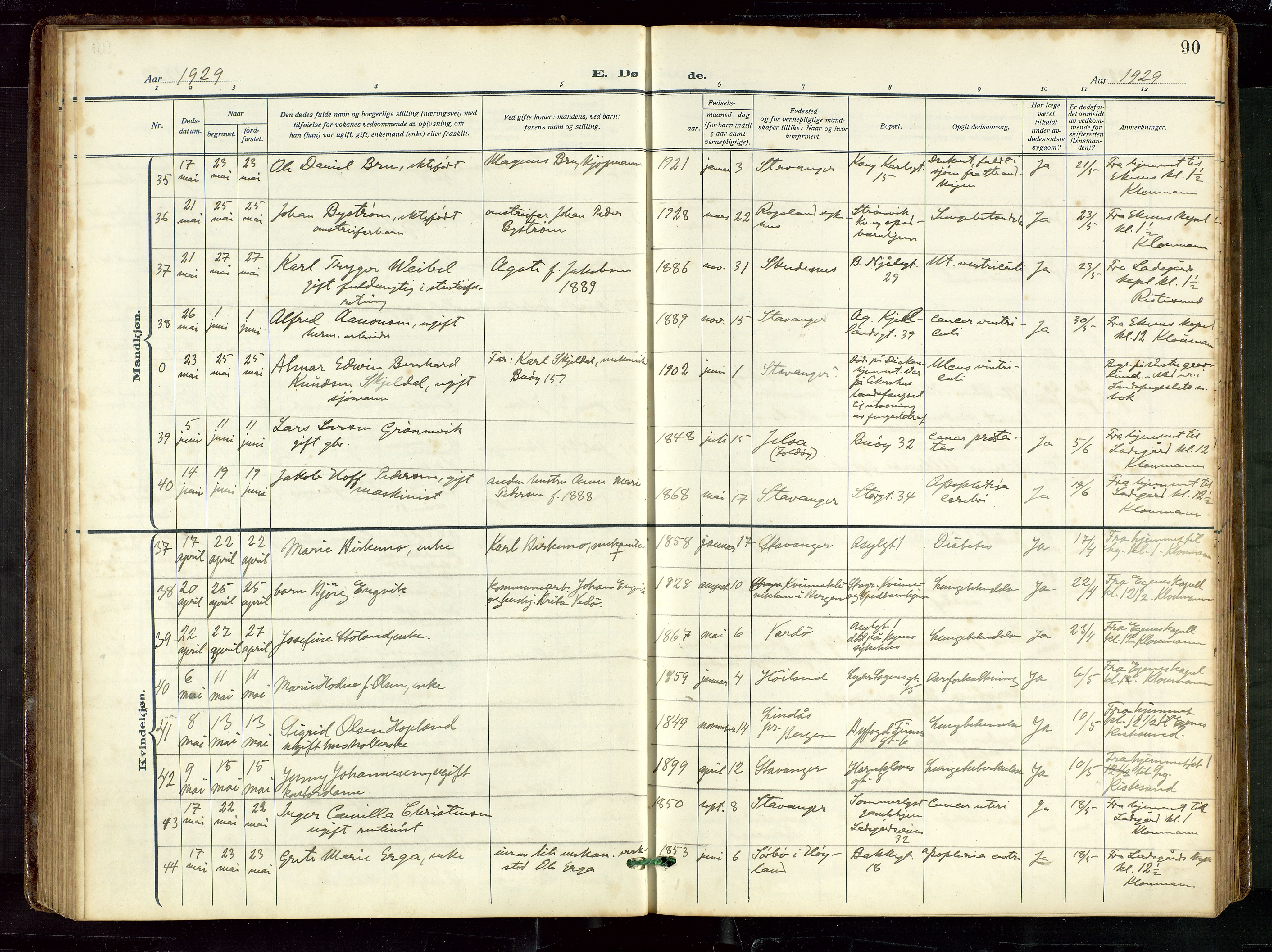 St. Petri sokneprestkontor, AV/SAST-A-101813/002/D/L0003: Parish register (official) no. A 28, 1919-1938, p. 90