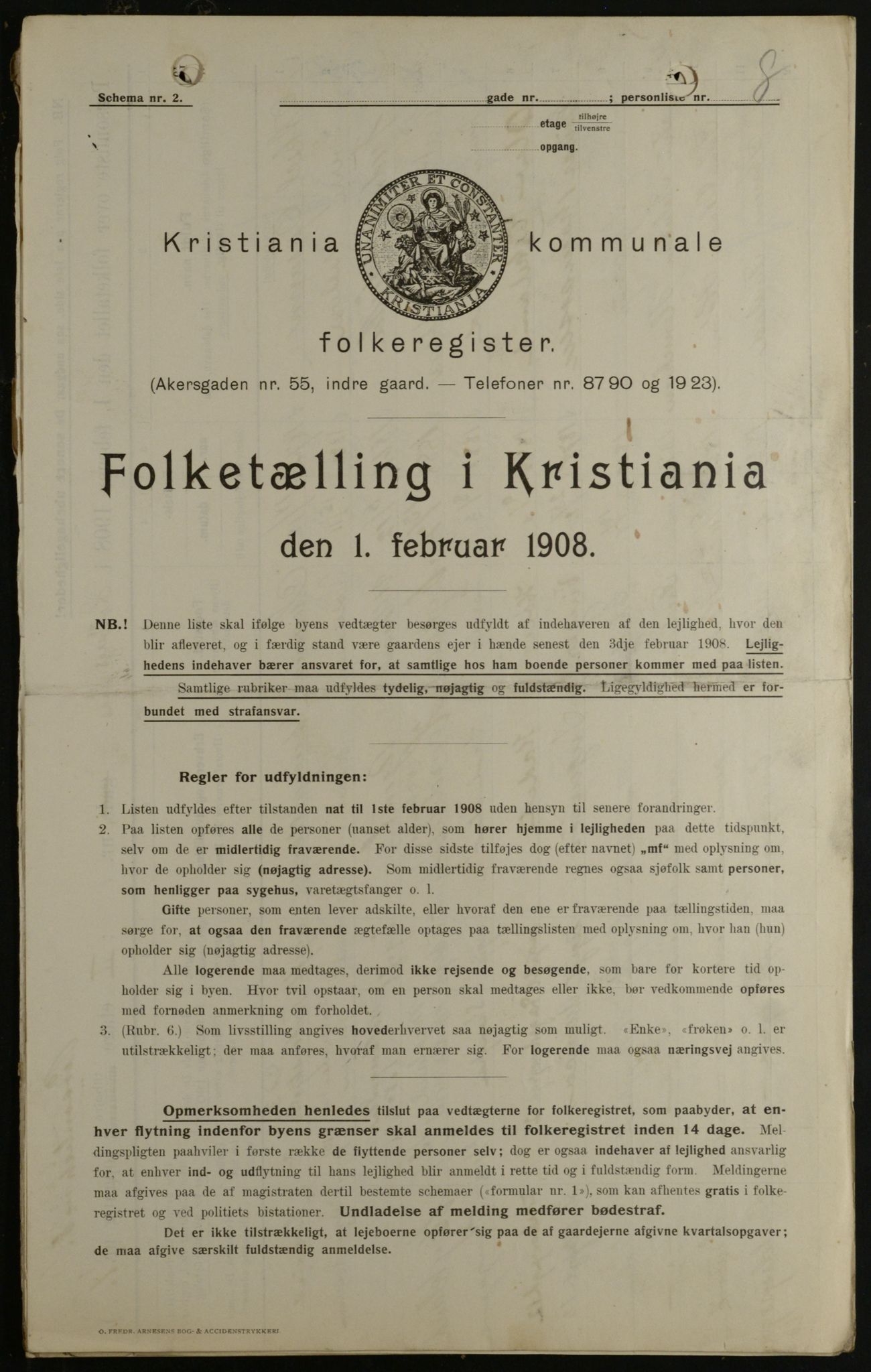 OBA, Municipal Census 1908 for Kristiania, 1908, p. 36457