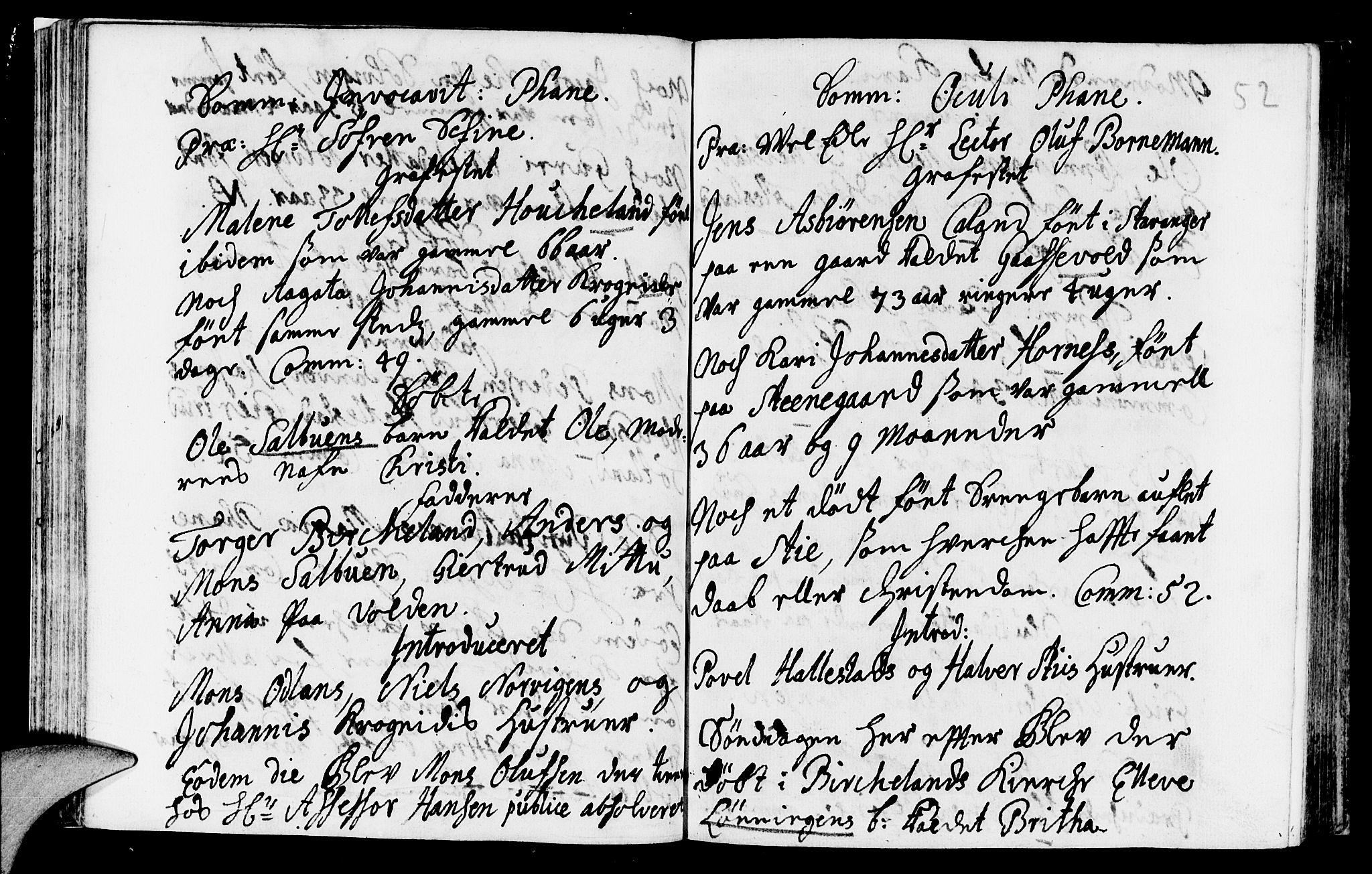 Fana Sokneprestembete, AV/SAB-A-75101/H/Haa/Haaa/L0001: Parish register (official) no. A 1, 1712-1719, p. 52