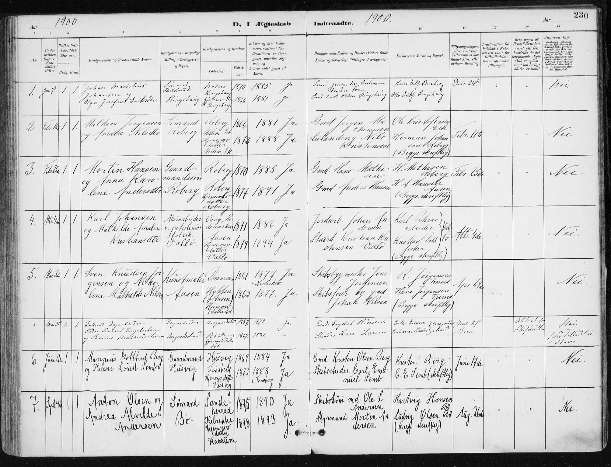 Sem kirkebøker, AV/SAKO-A-5/F/Fb/L0005: Parish register (official) no. II 5, 1892-1904, p. 230