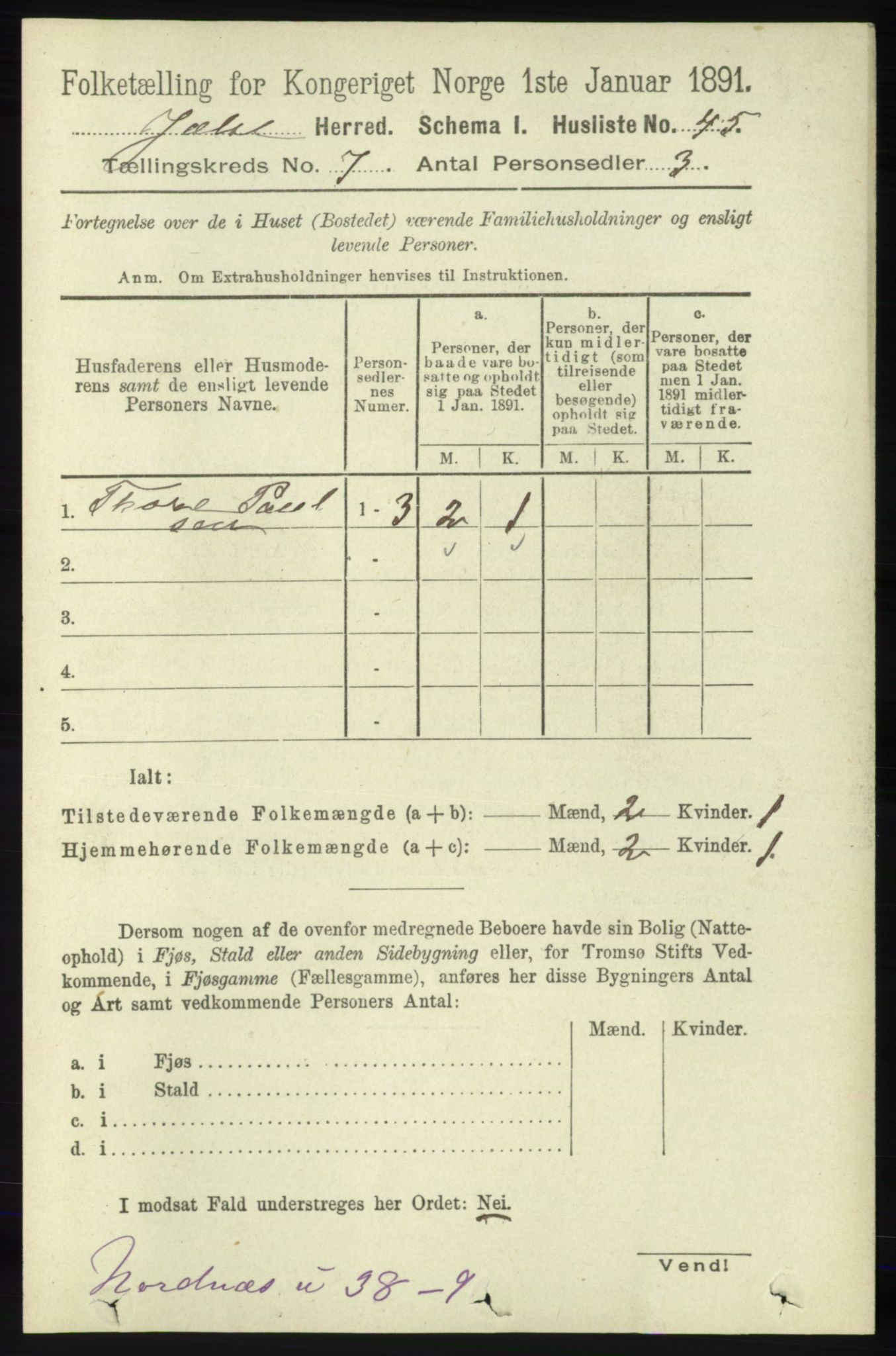 RA, 1891 census for 1138 Jelsa, 1891, p. 1542