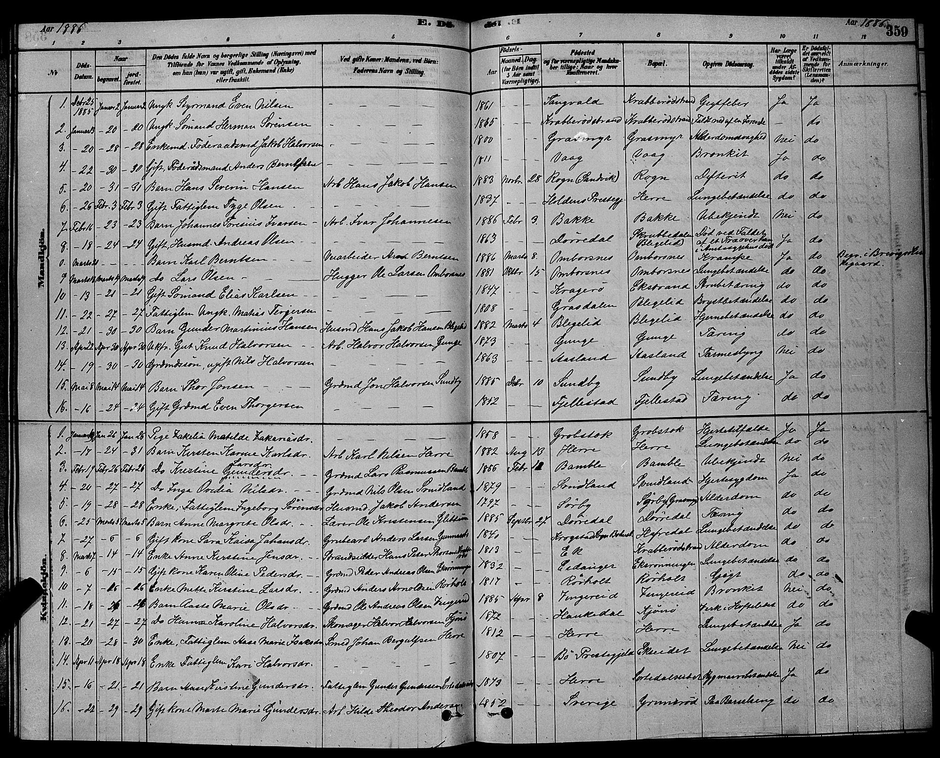 Bamble kirkebøker, AV/SAKO-A-253/G/Ga/L0008: Parish register (copy) no. I 8, 1878-1888, p. 359