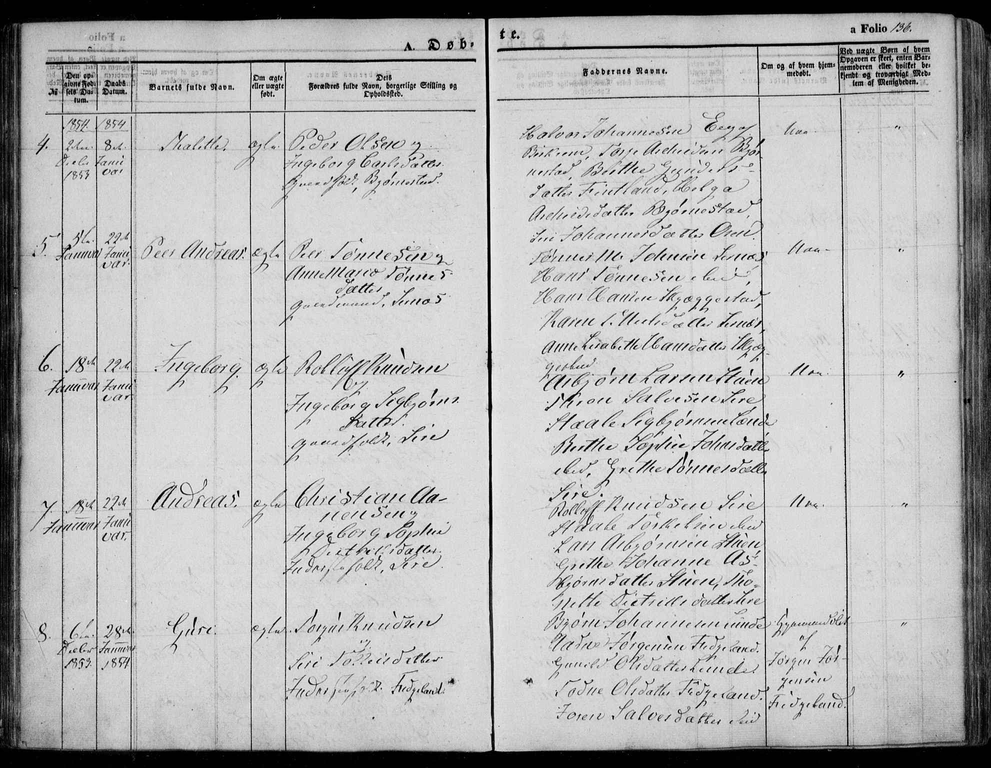 Bakke sokneprestkontor, AV/SAK-1111-0002/F/Fa/Faa/L0005: Parish register (official) no. A 5, 1847-1855, p. 136