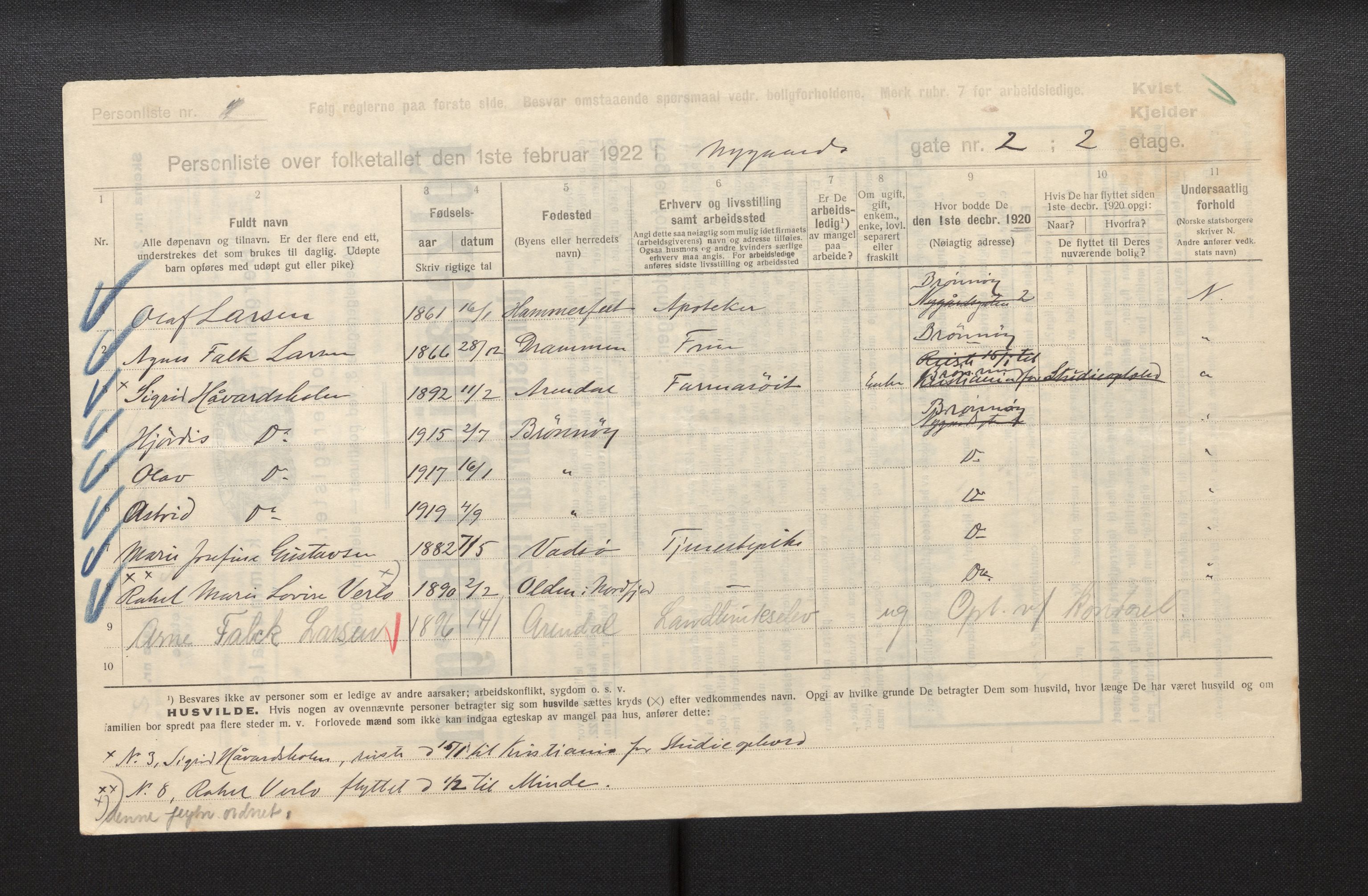 SAB, Municipal Census 1922 for Bergen, 1922, p. 28189