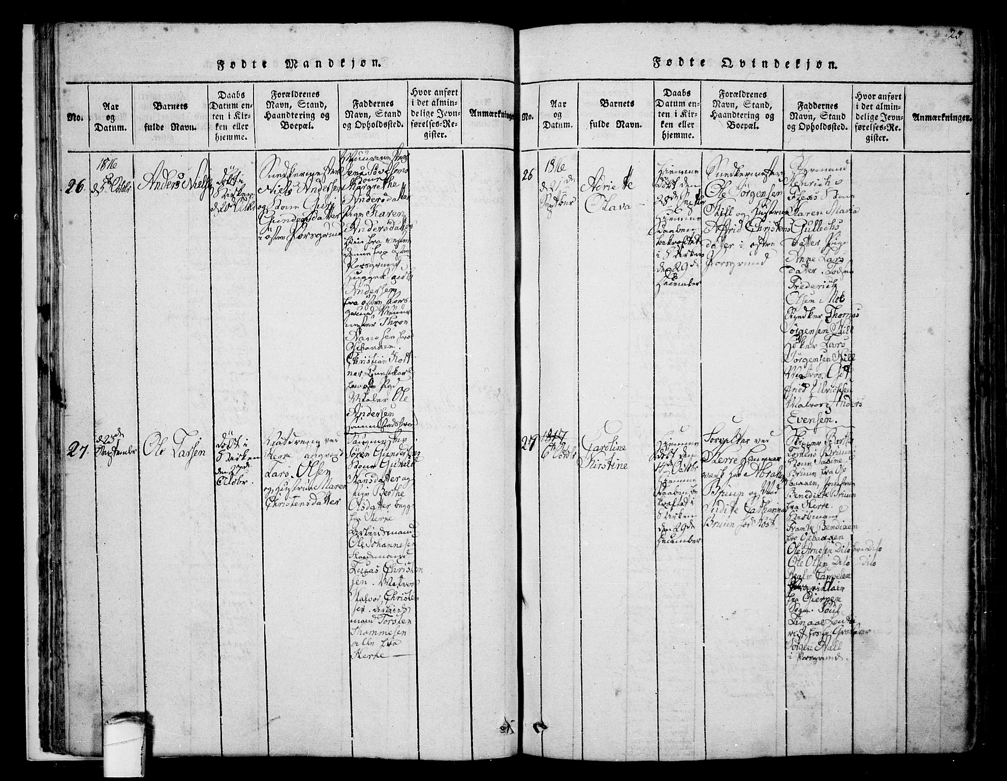 Porsgrunn kirkebøker , SAKO/A-104/F/Fa/L0004: Parish register (official) no. 4, 1814-1828, p. 25