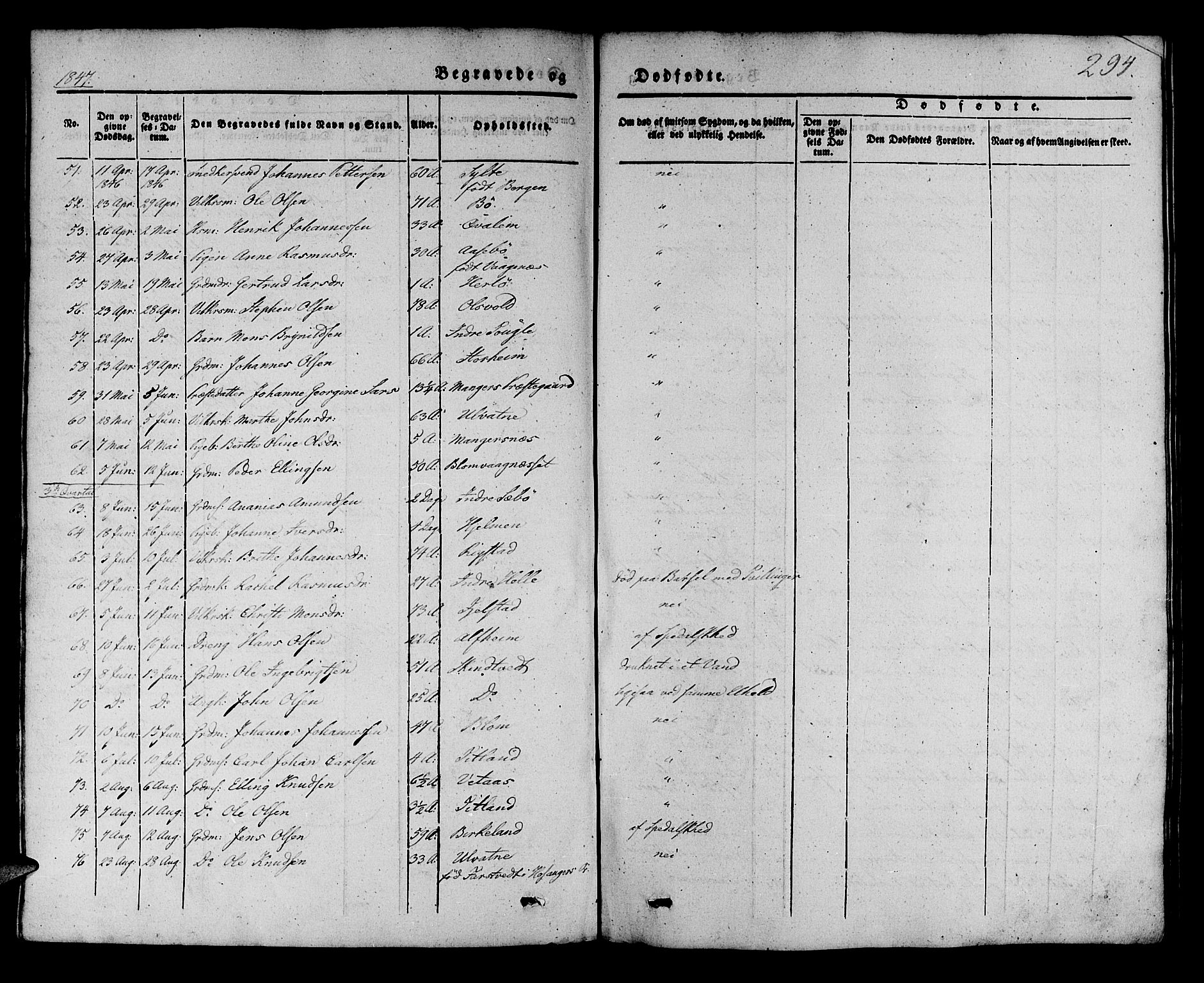 Manger sokneprestembete, AV/SAB-A-76801/H/Haa: Parish register (official) no. A 5, 1839-1848, p. 294