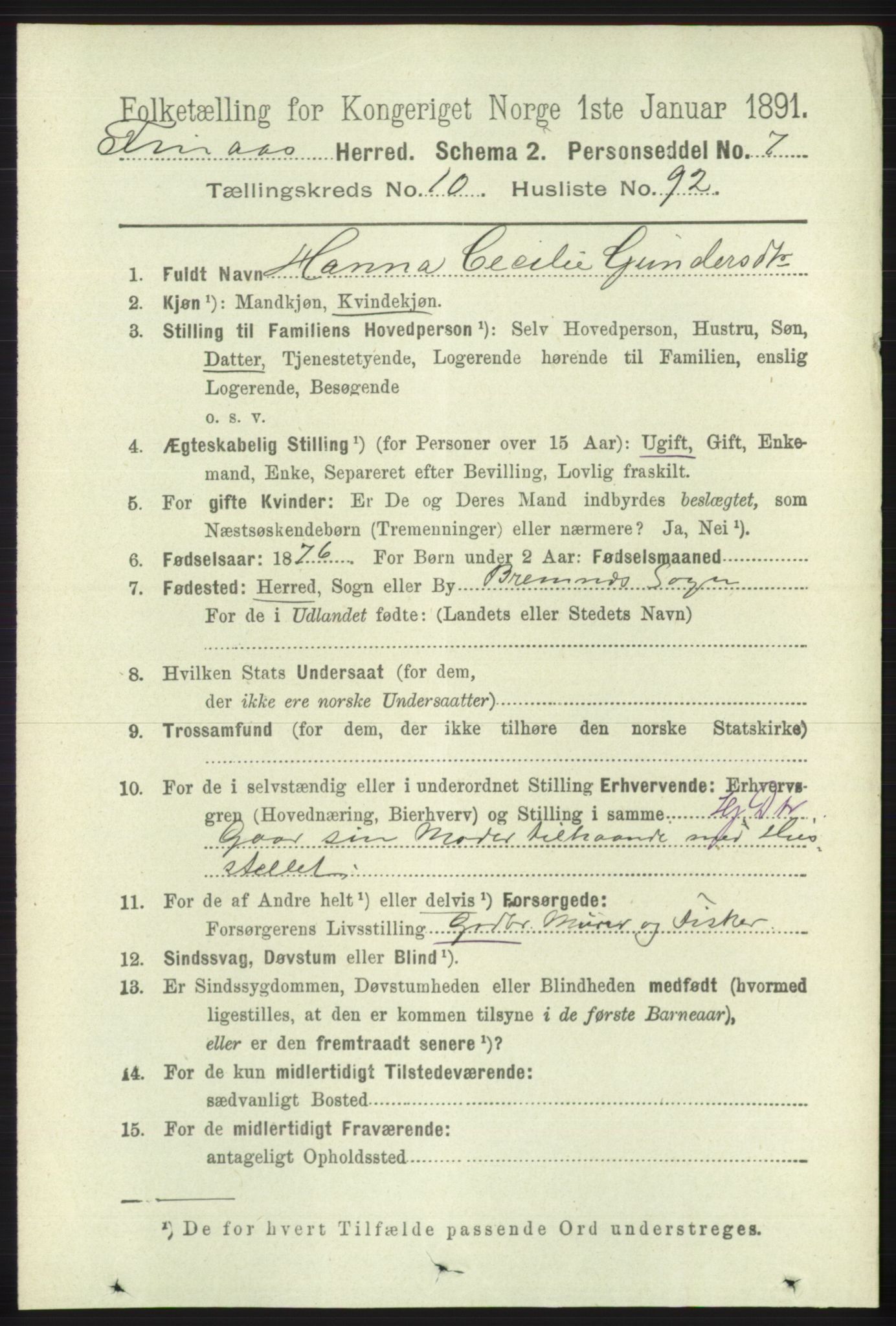 RA, 1891 census for 1218 Finnås, 1891, p. 5095