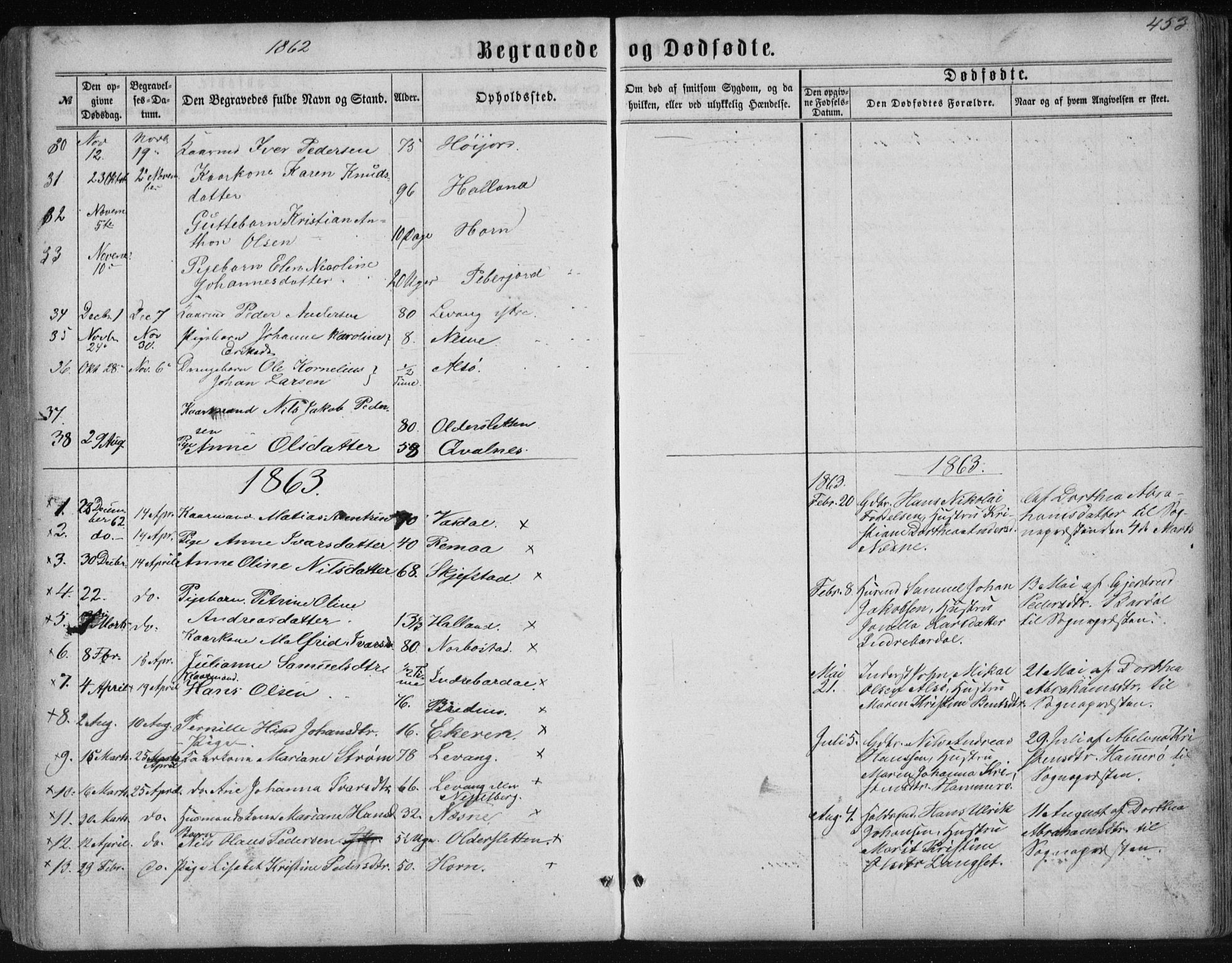 Ministerialprotokoller, klokkerbøker og fødselsregistre - Nordland, AV/SAT-A-1459/838/L0556: Parish register (copy) no. 838C03, 1861-1893, p. 453