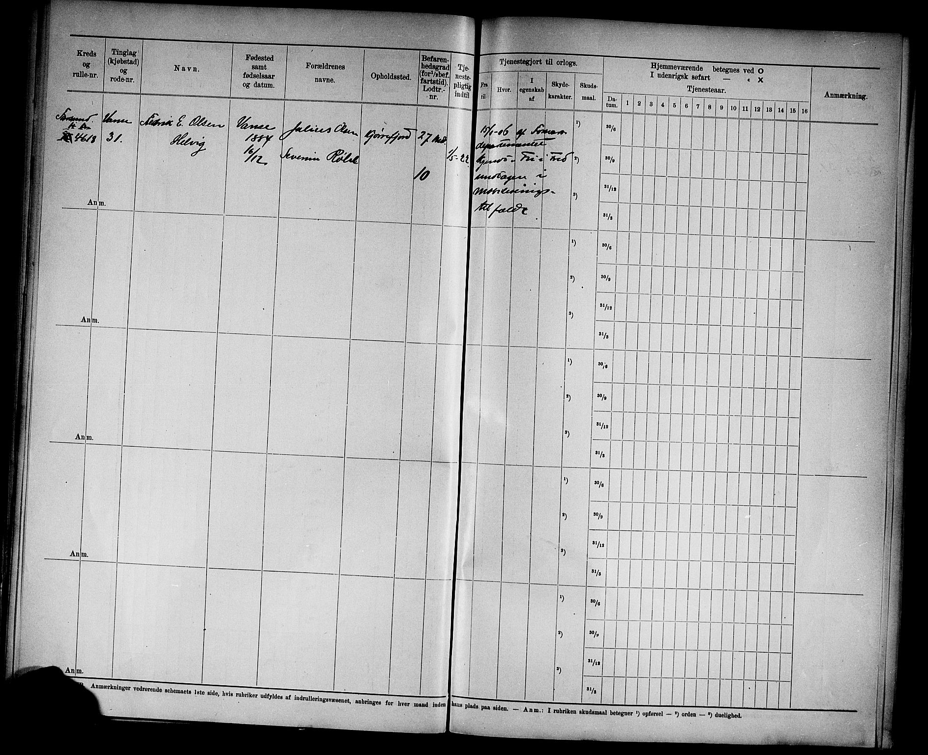 Kristiansand mønstringskrets, AV/SAK-2031-0015/F/Fd/L0008: Rulle sjøvernepliktige, C-8, 1906, p. 33