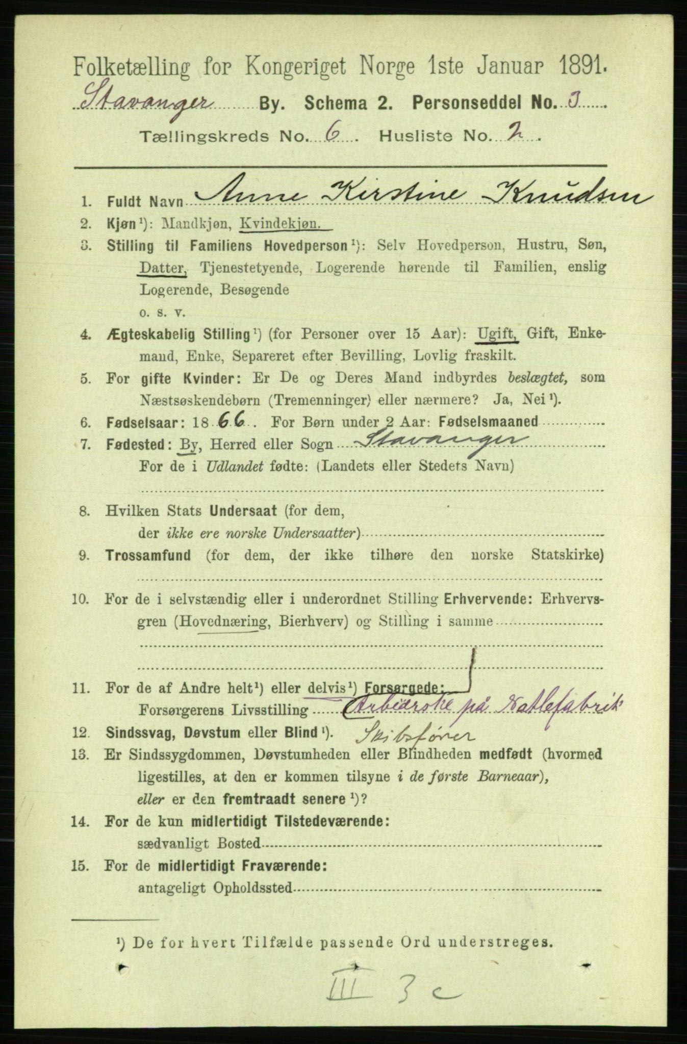 RA, 1891 census for 1103 Stavanger, 1891, p. 9976