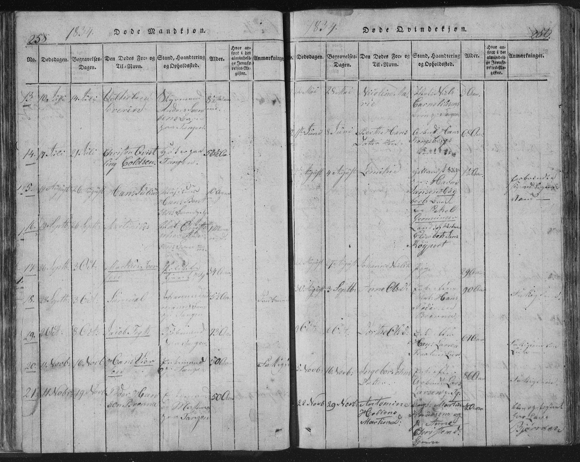 Strømsø kirkebøker, AV/SAKO-A-246/F/Fb/L0004: Parish register (official) no. II 4, 1814-1843, p. 258-259