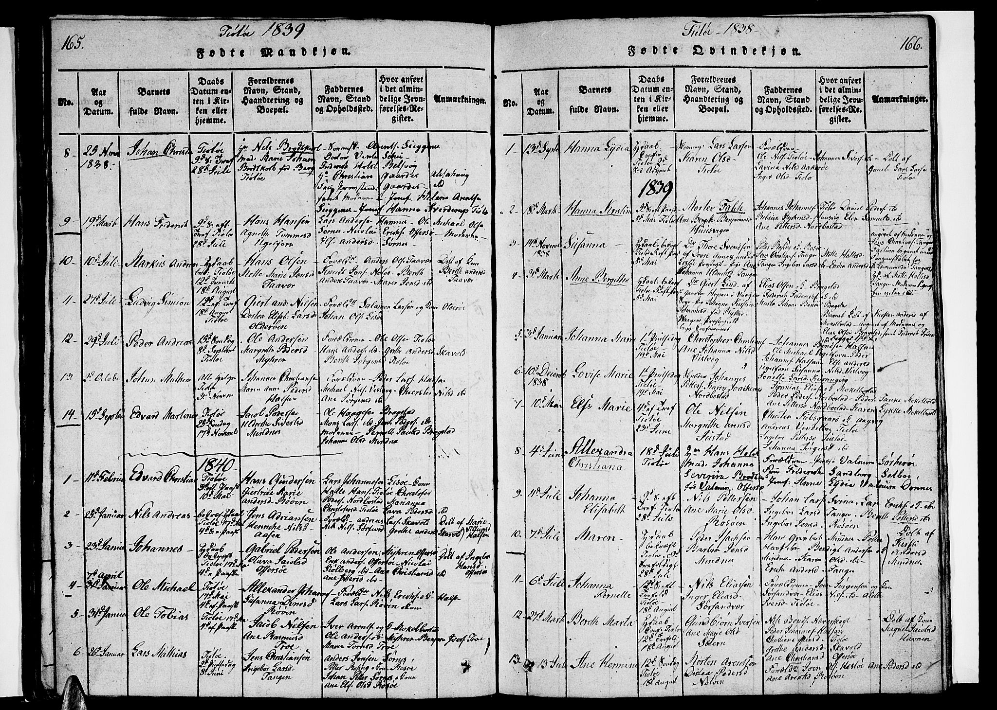 Ministerialprotokoller, klokkerbøker og fødselsregistre - Nordland, SAT/A-1459/830/L0458: Parish register (copy) no. 830C01 /2, 1829-1840, p. 165-166