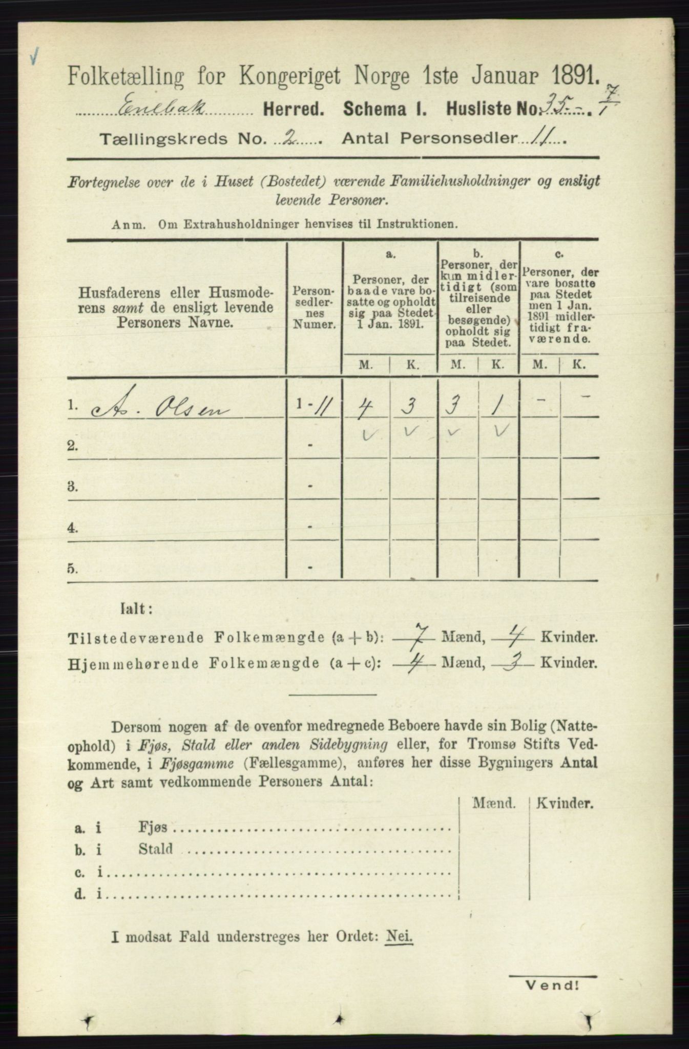 RA, 1891 census for 0229 Enebakk, 1891, p. 740