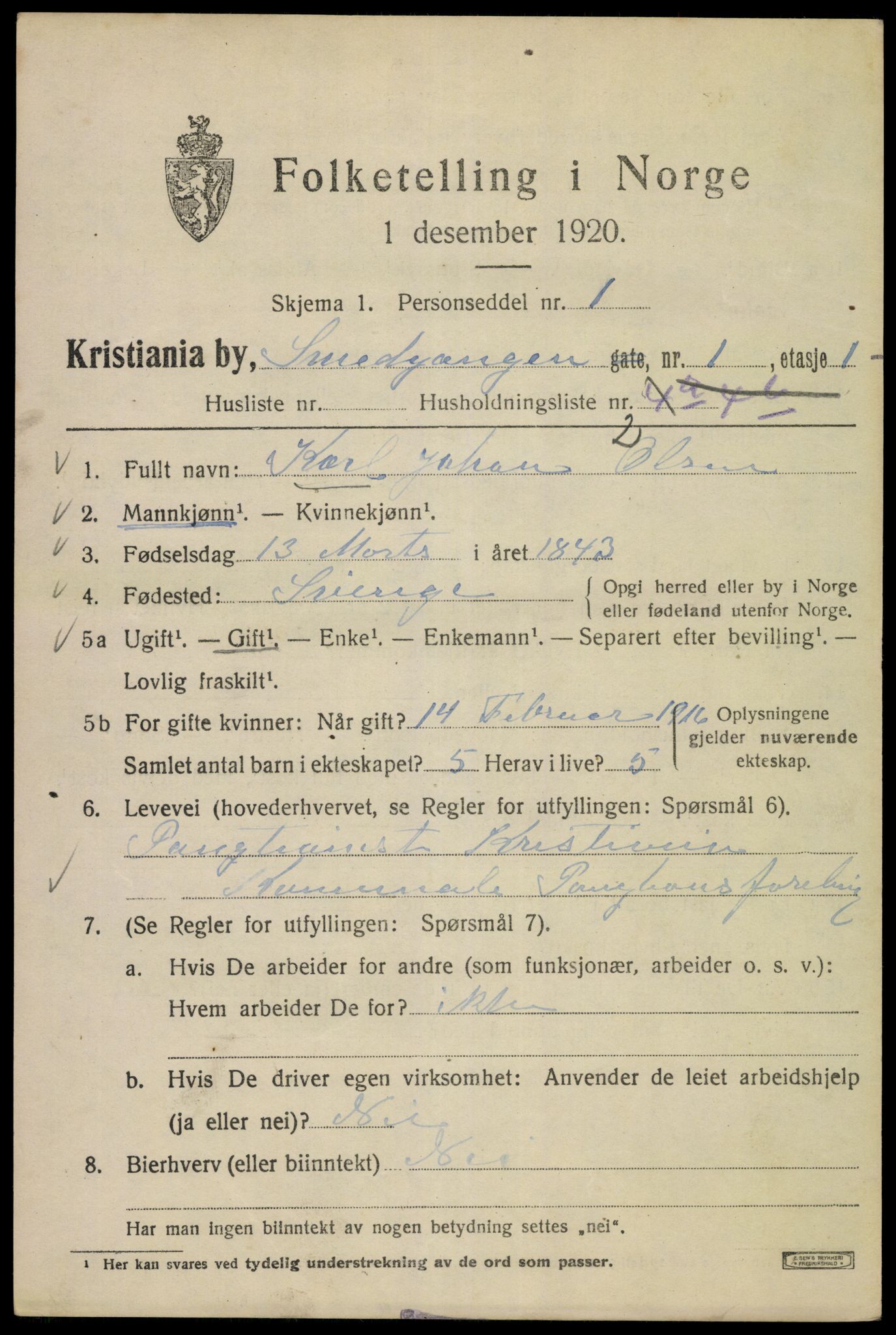 SAO, 1920 census for Kristiania, 1920, p. 519141