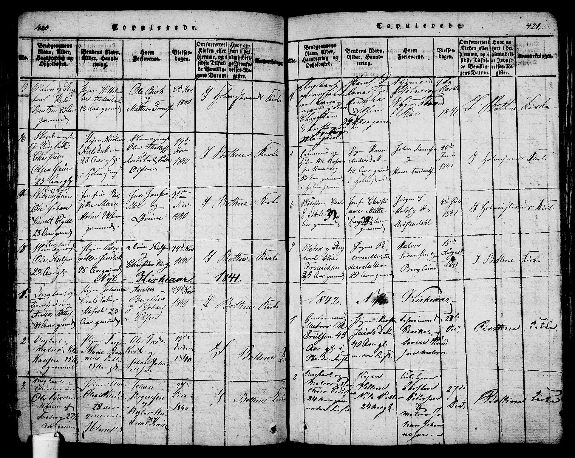 Holmestrand kirkebøker, SAKO/A-346/G/Ga/L0001: Parish register (copy) no. 1, 1814-1848, p. 420-421