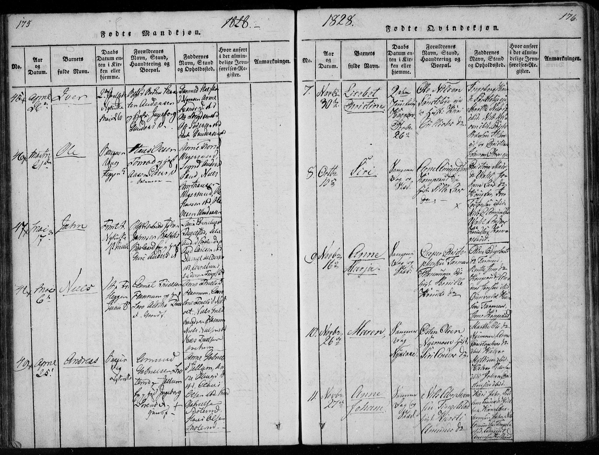 Modum kirkebøker, AV/SAKO-A-234/F/Fa/L0005: Parish register (official) no. 5, 1824-1841, p. 175-176