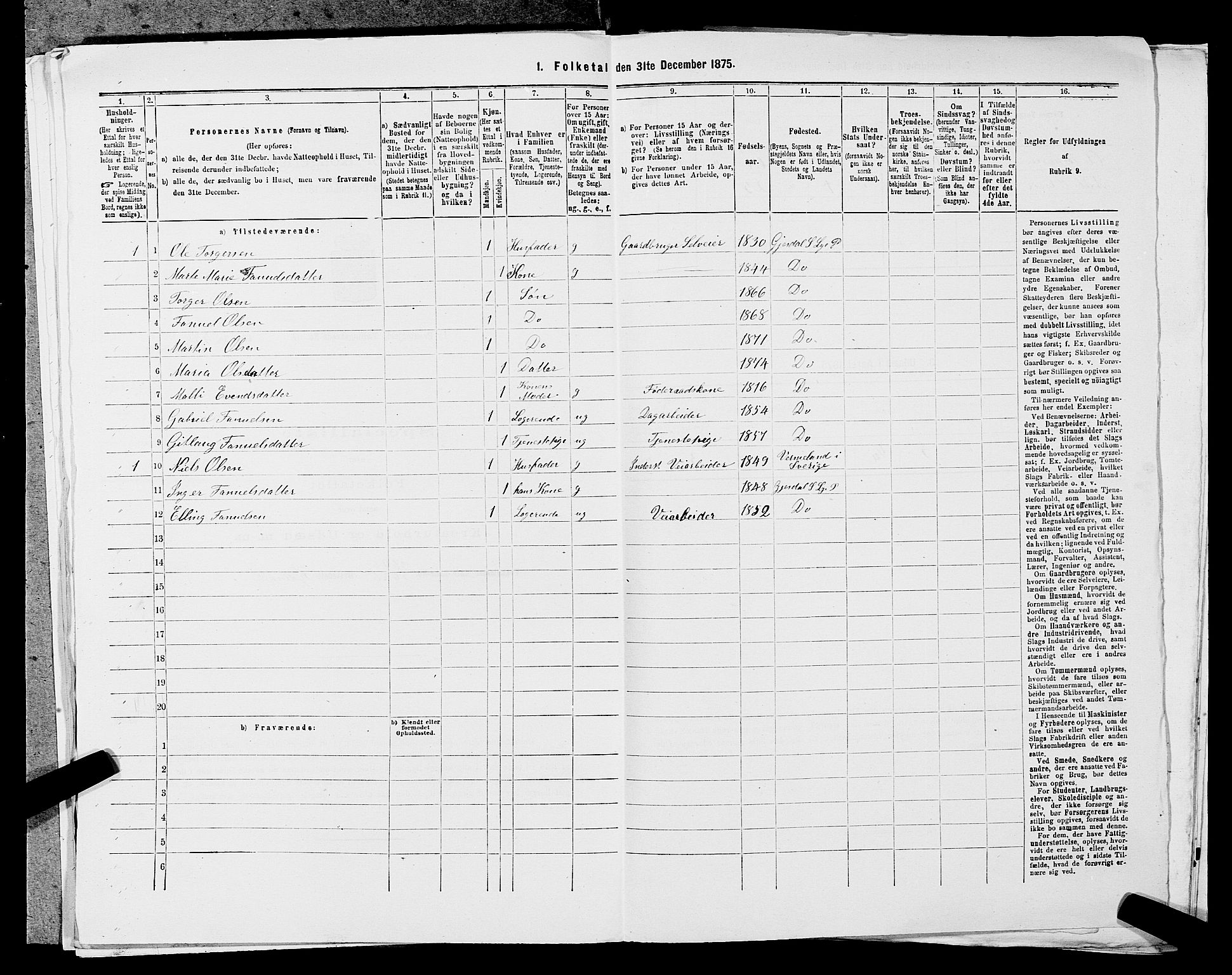 SAST, 1875 census for 1121P Lye, 1875, p. 1022