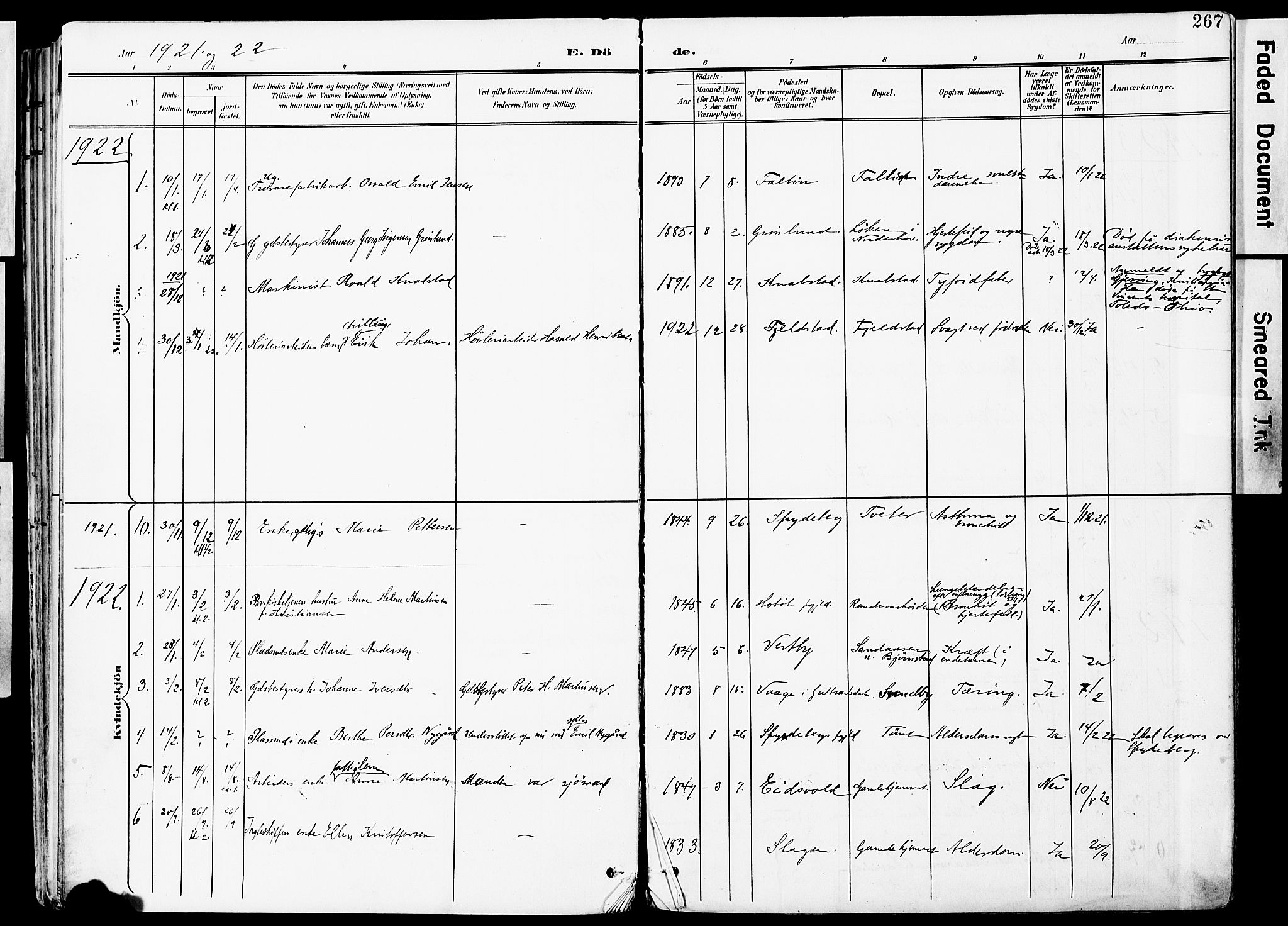 Vestby prestekontor Kirkebøker, SAO/A-10893/F/Fa/L0010: Parish register (official) no. I 10, 1900-1926, p. 267