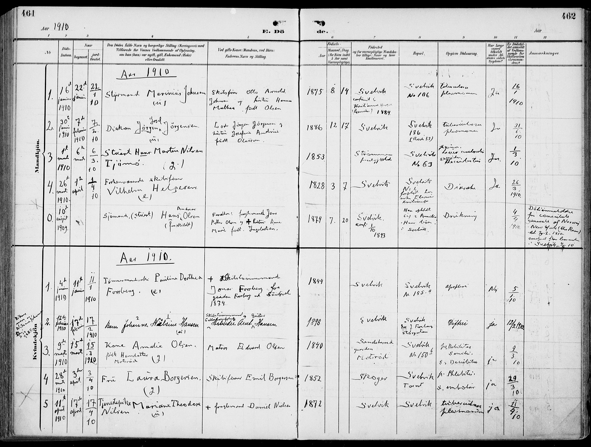 Strømm kirkebøker, AV/SAKO-A-322/F/Fb/L0002: Parish register (official) no. II 2, 1900-1919, p. 461-462