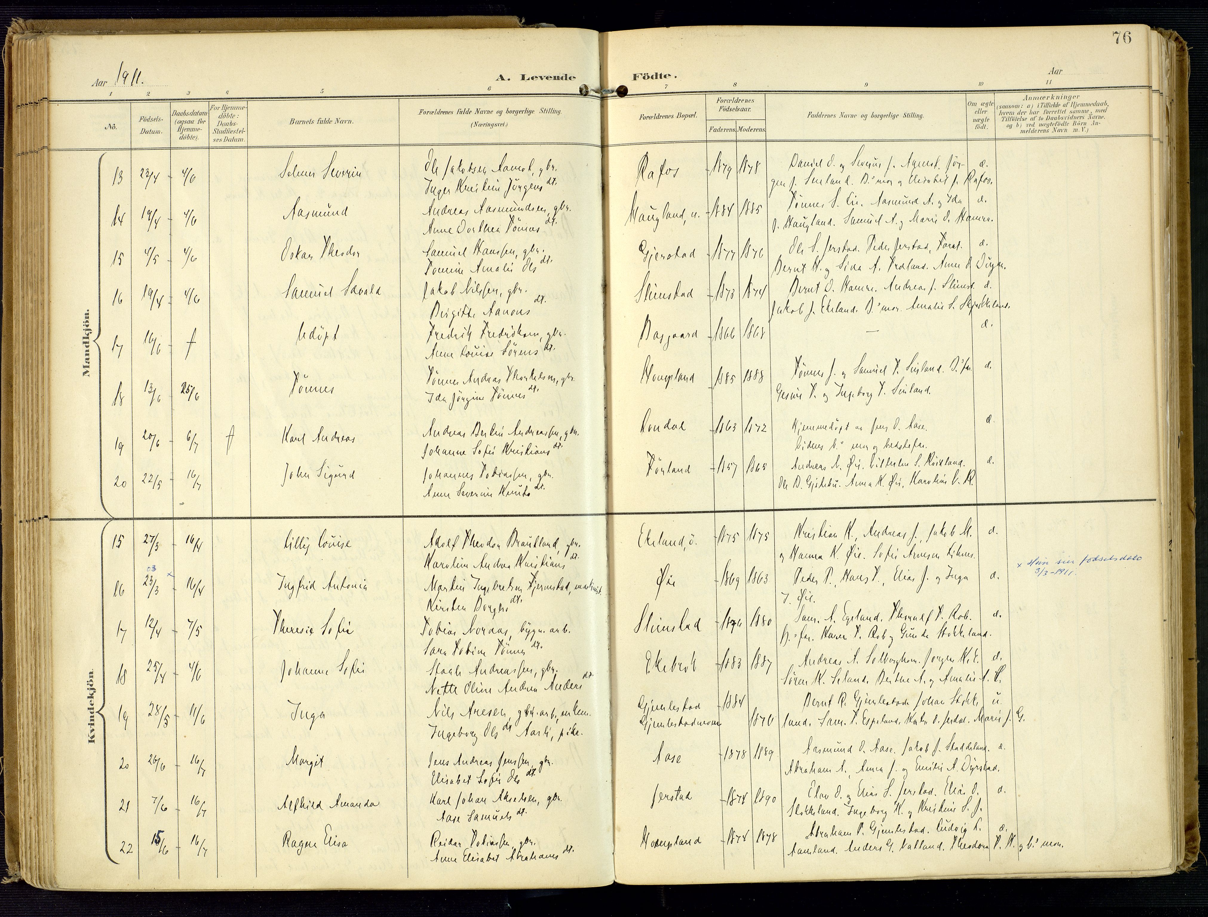 Kvinesdal sokneprestkontor, SAK/1111-0026/F/Fa/Fab/L0009: Parish register (official) no. A 9, 1898-1915, p. 76