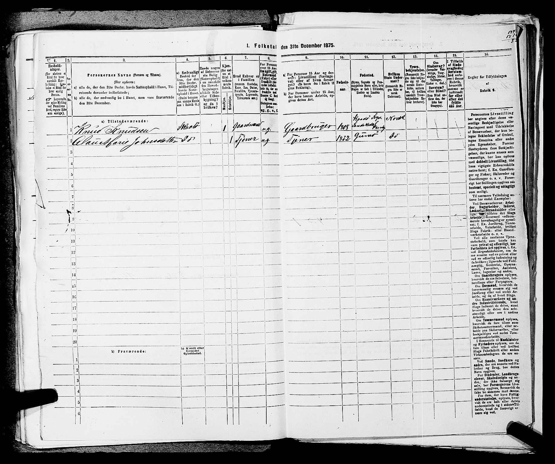 SAKO, 1875 census for 0816P Sannidal, 1875, p. 2223