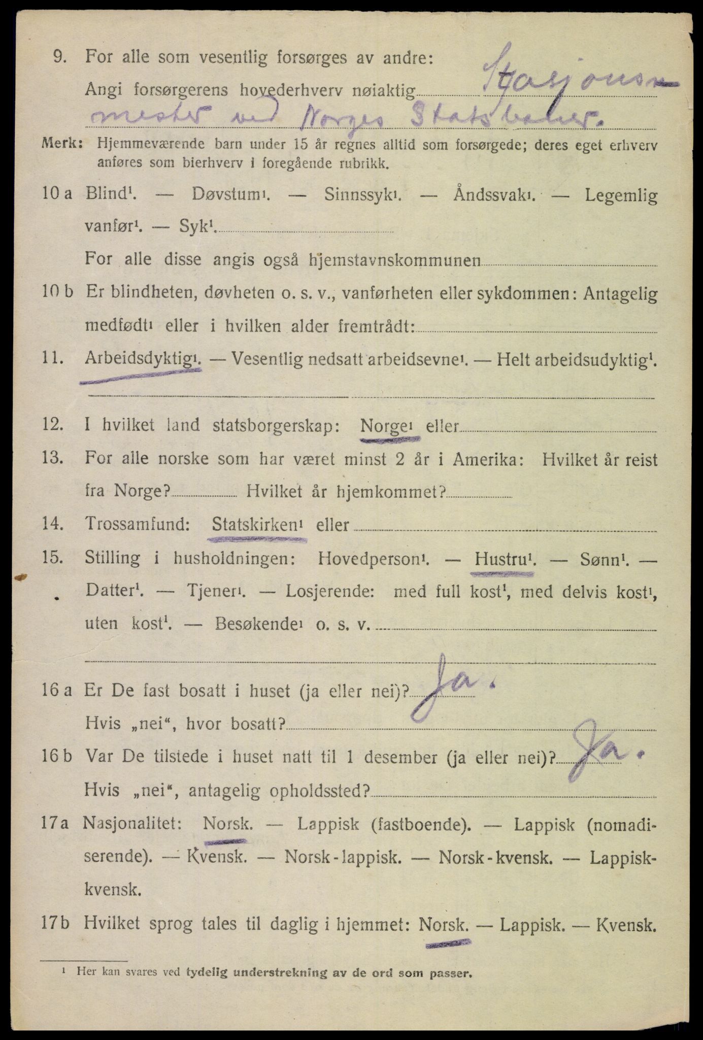 SAT, 1920 census for Ankenes, 1920, p. 3926