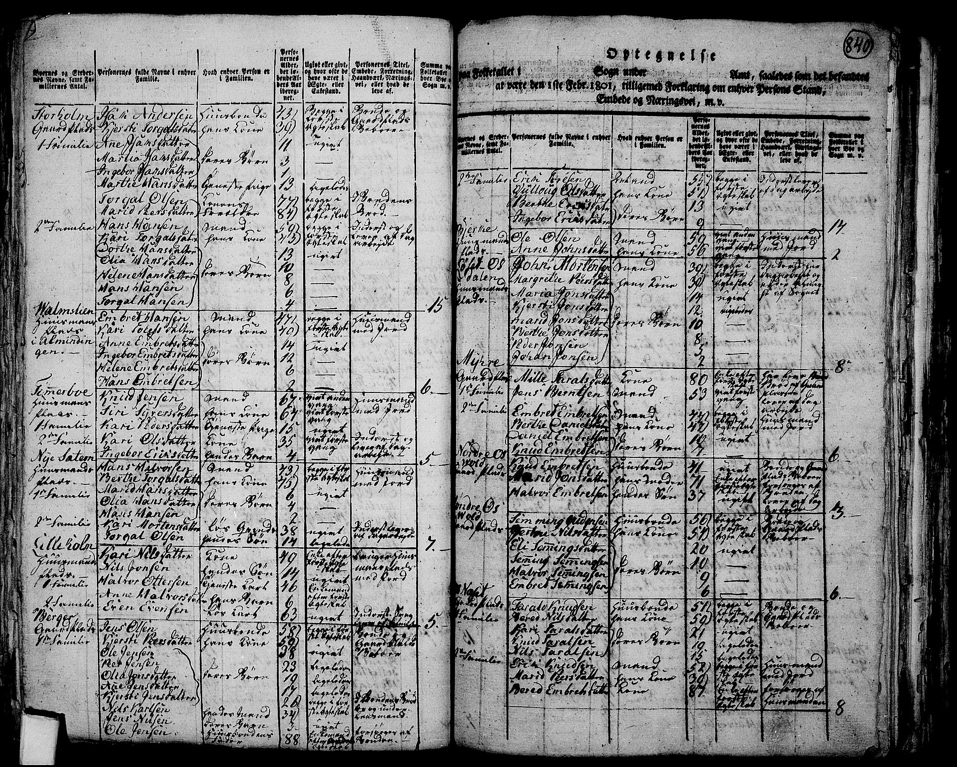 RA, 1801 census for 0428P Trysil, 1801, p. 839b-840a