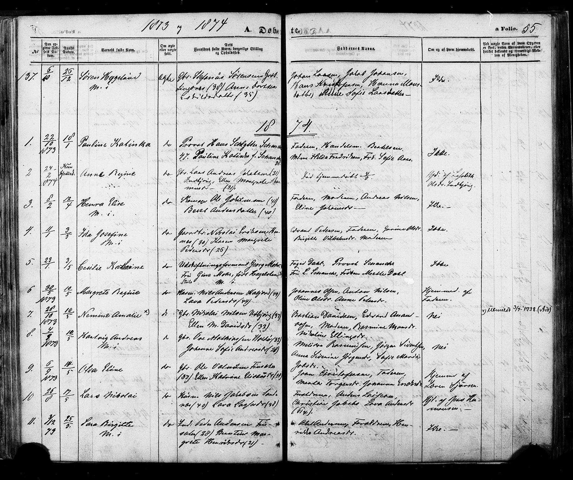 Ministerialprotokoller, klokkerbøker og fødselsregistre - Nordland, AV/SAT-A-1459/888/L1242: Parish register (official) no. 888A08, 1870-1875, p. 55