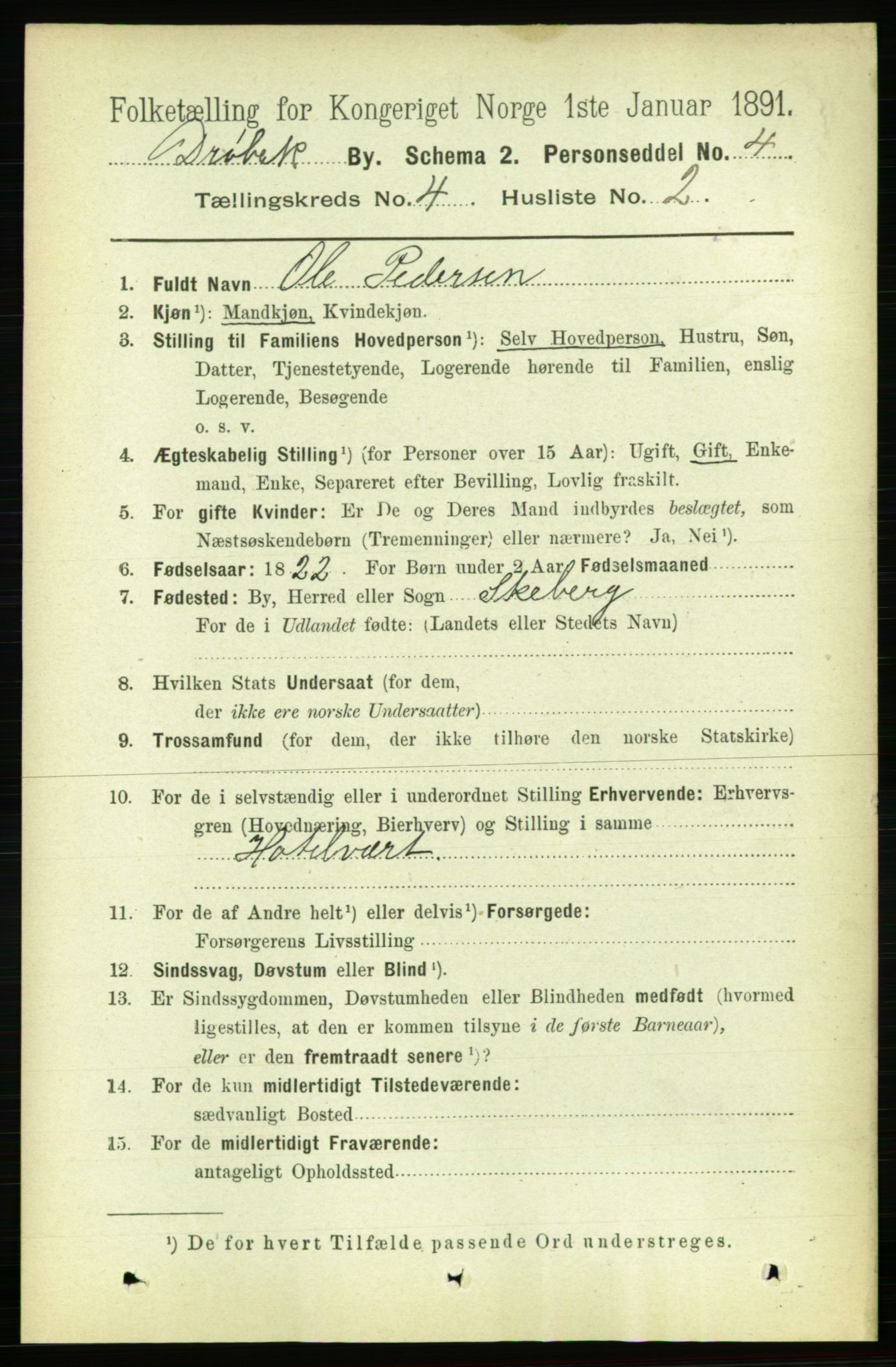 RA, 1891 census for 0203 Drøbak, 1891, p. 2534