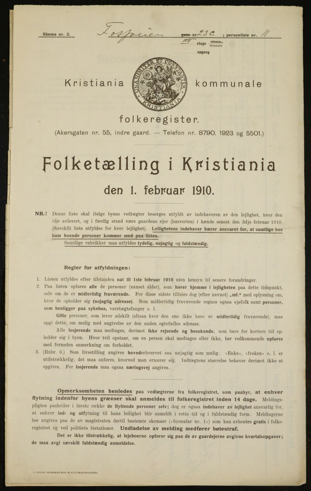 OBA, Municipal Census 1910 for Kristiania, 1910, p. 23810