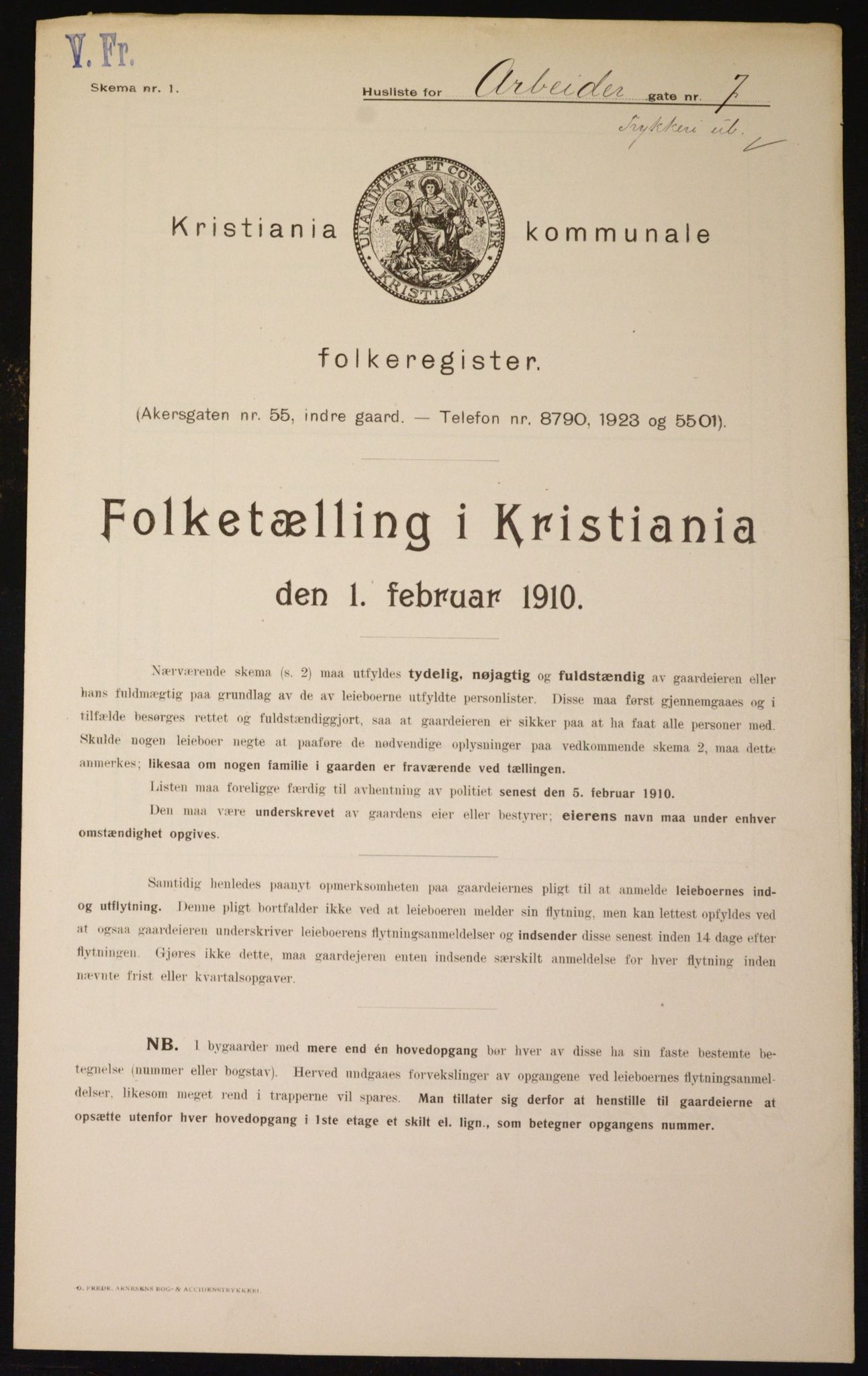 OBA, Municipal Census 1910 for Kristiania, 1910, p. 1399