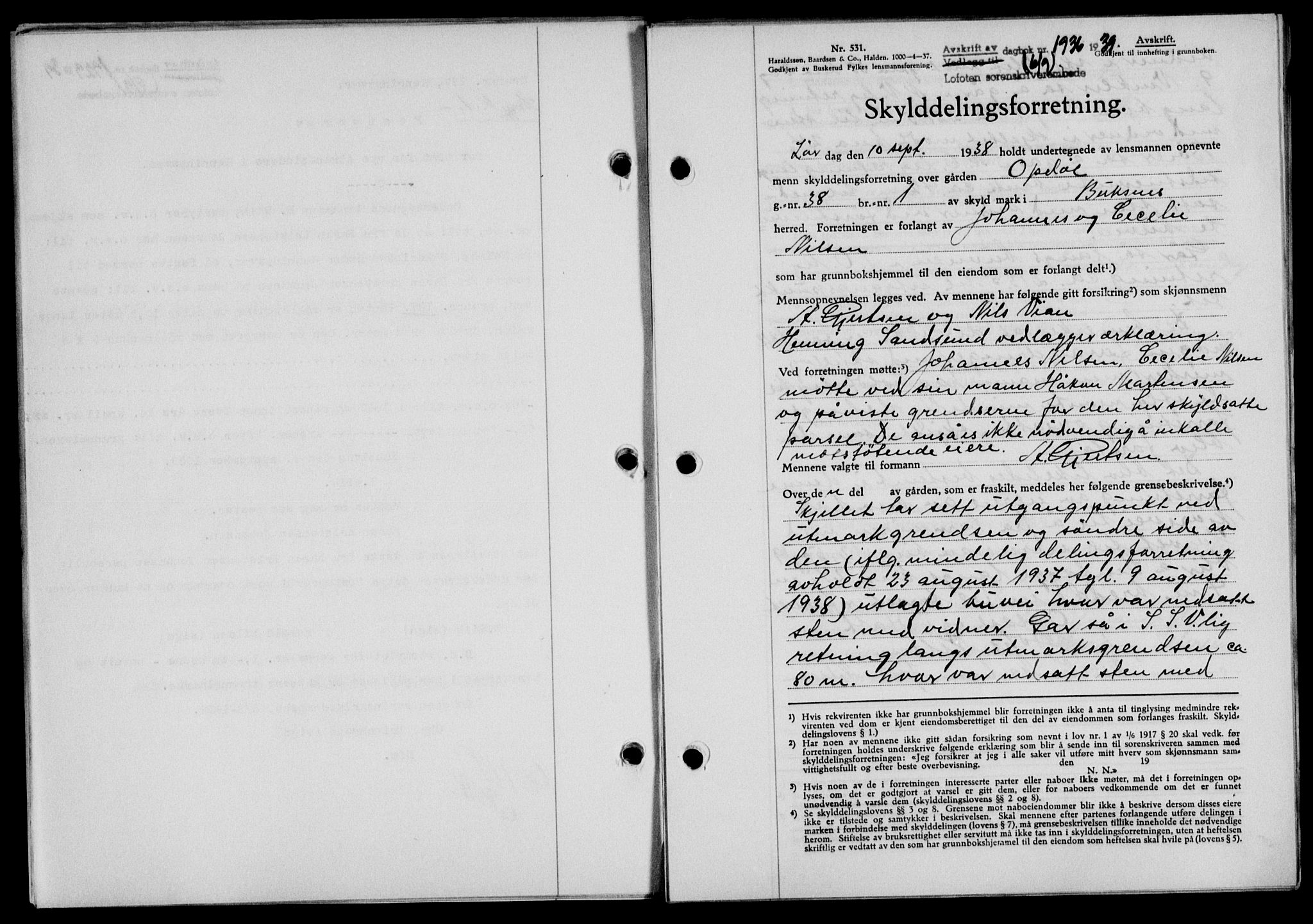 Lofoten sorenskriveri, SAT/A-0017/1/2/2C/L0006a: Mortgage book no. 6a, 1939-1939, Diary no: : 1936/1939