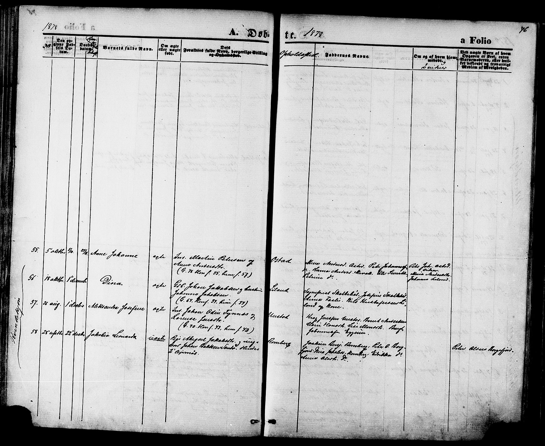 Ministerialprotokoller, klokkerbøker og fødselsregistre - Nordland, AV/SAT-A-1459/880/L1132: Parish register (official) no. 880A06, 1869-1887, p. 76