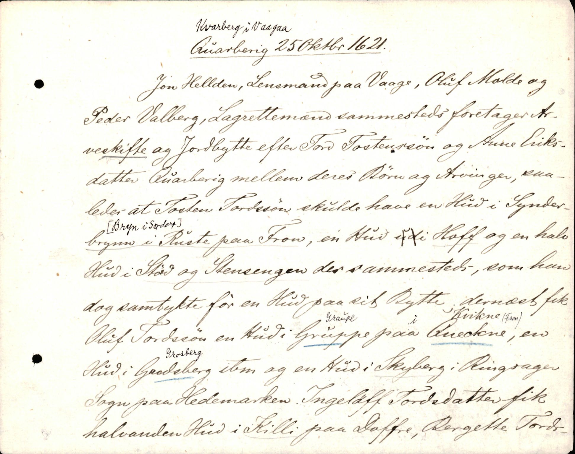 Riksarkivets diplomsamling, AV/RA-EA-5965/F35/F35d/L0003: Innlånte diplomer, seddelregister, 1621-1642, p. 11