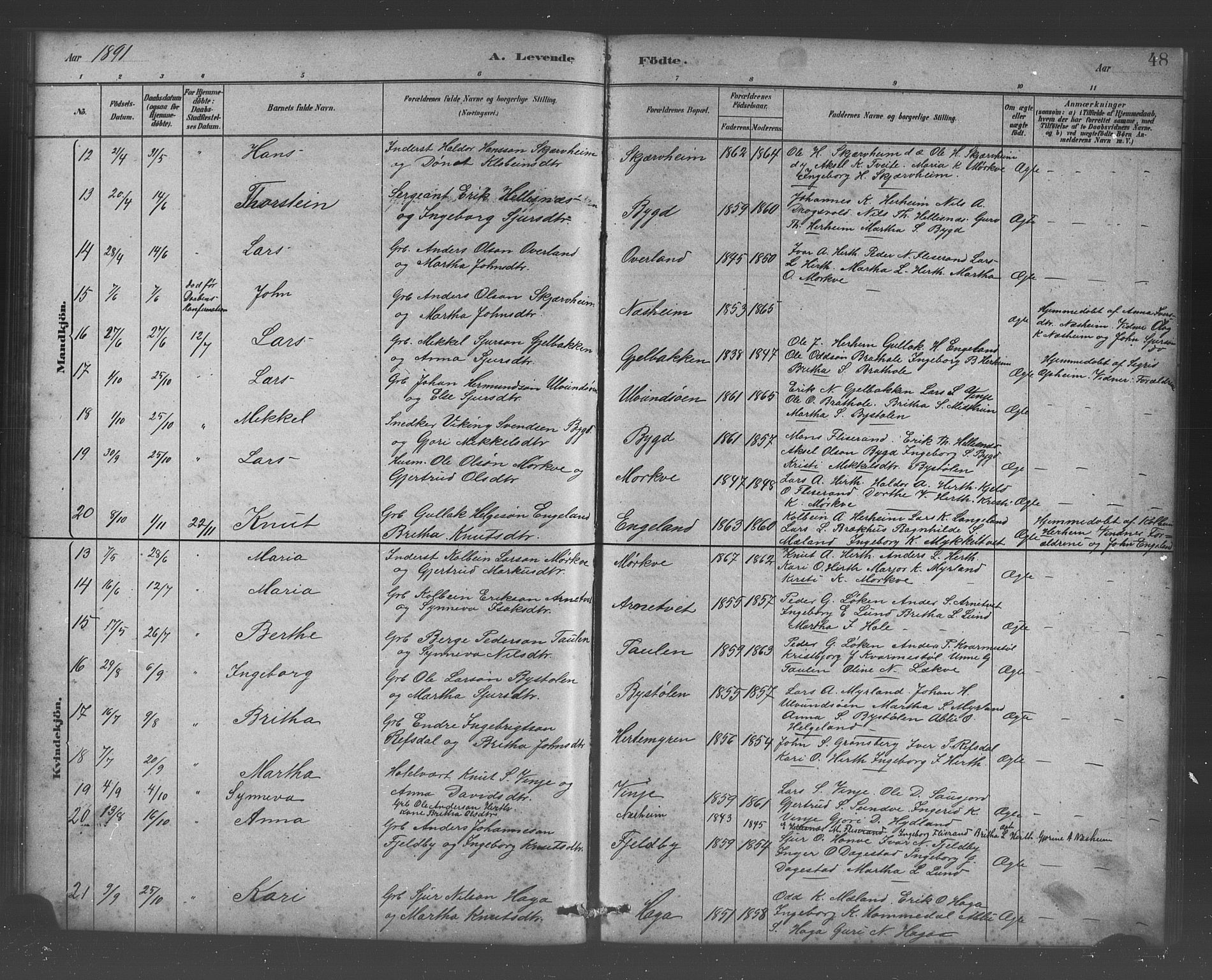 Vossestrand Sokneprestembete, AV/SAB-A-79101/H/Hab: Parish register (copy) no. B 3, 1880-1907, p. 48